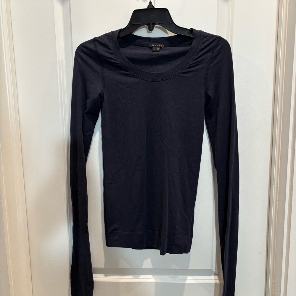 Theory Navy Long Sleeve Tee-Size P (XS)