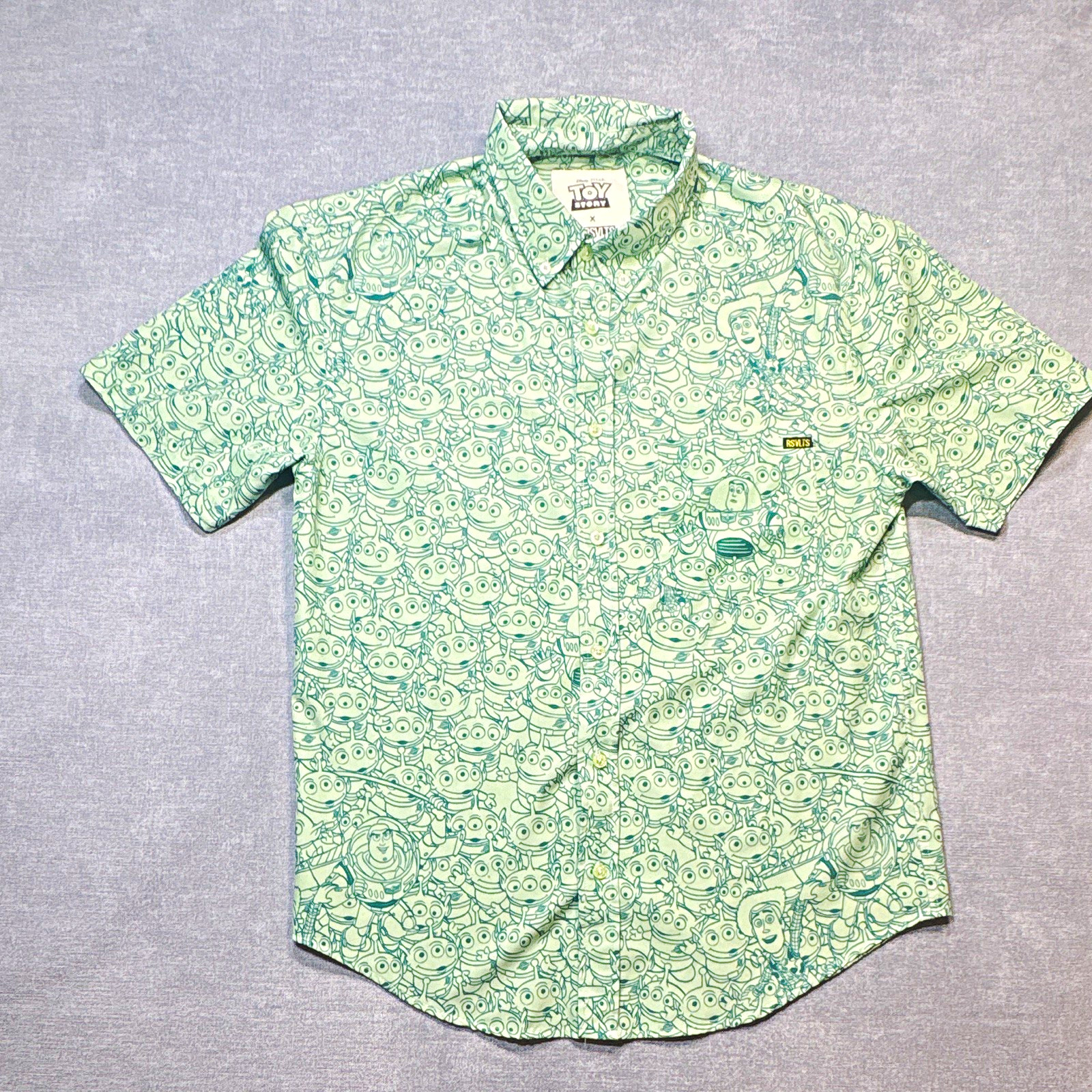 RSVLTS KUNFLEX Toy Story Alien Crane Print button down size medium