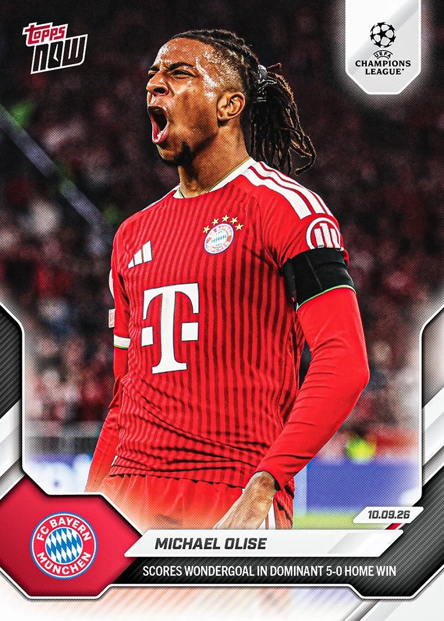 Michael Olise Scores Wondergoal In 5-0 Rout 2026-27 UCL Topps NOW #16 PRESALE Michael Olise Scores Wondergoal In 5-0 Rout 2026-27 UCL Topps NOW #16 PRESALE