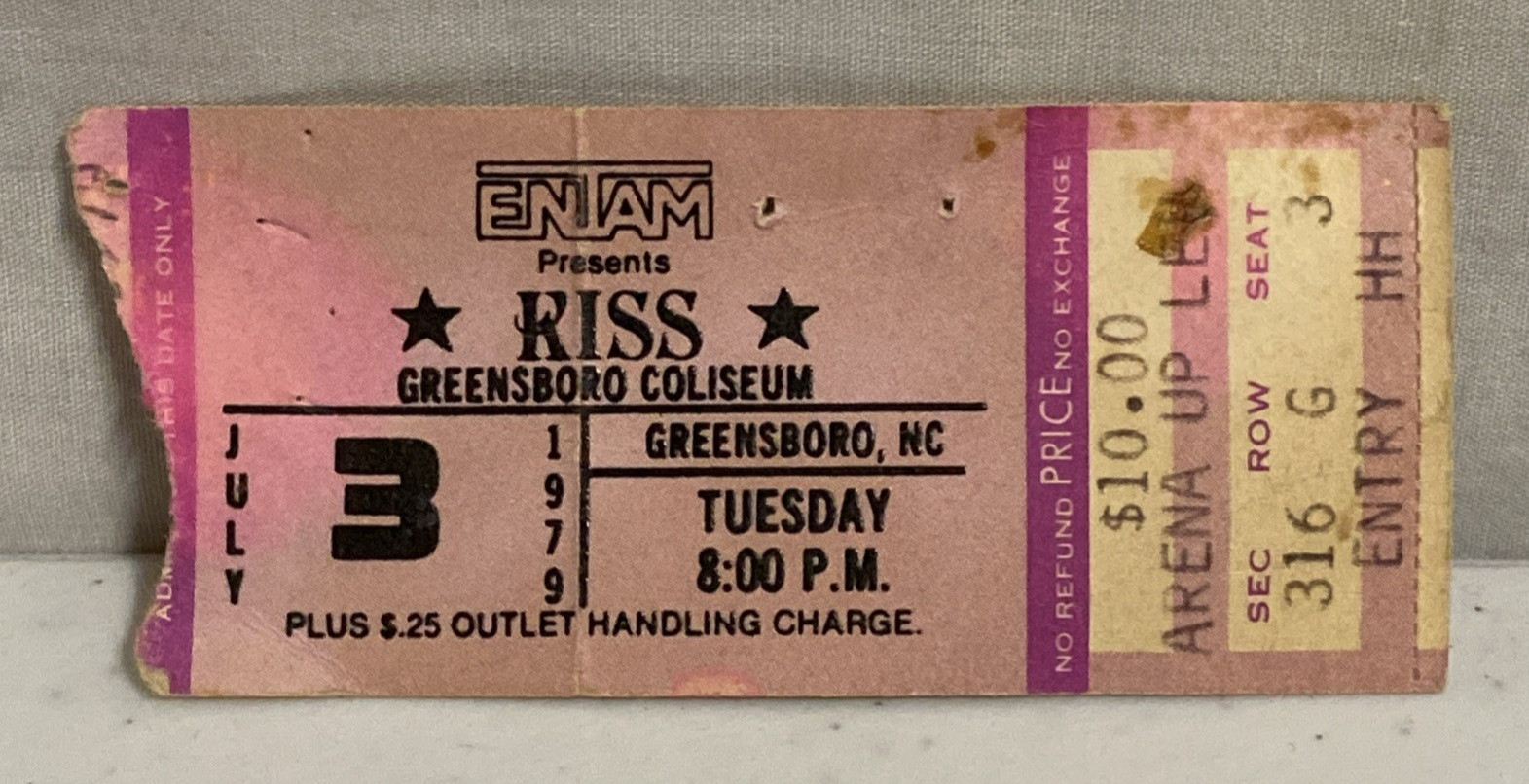 1979 KISS DYNASTY TOUR Concert Ticket Stub GREENSBORO NC Rock Band AUCOIN 1979 KISS DYNASTY TOUR Concert Ticket Stub GREENSBORO NC Rock Band AUCOIN