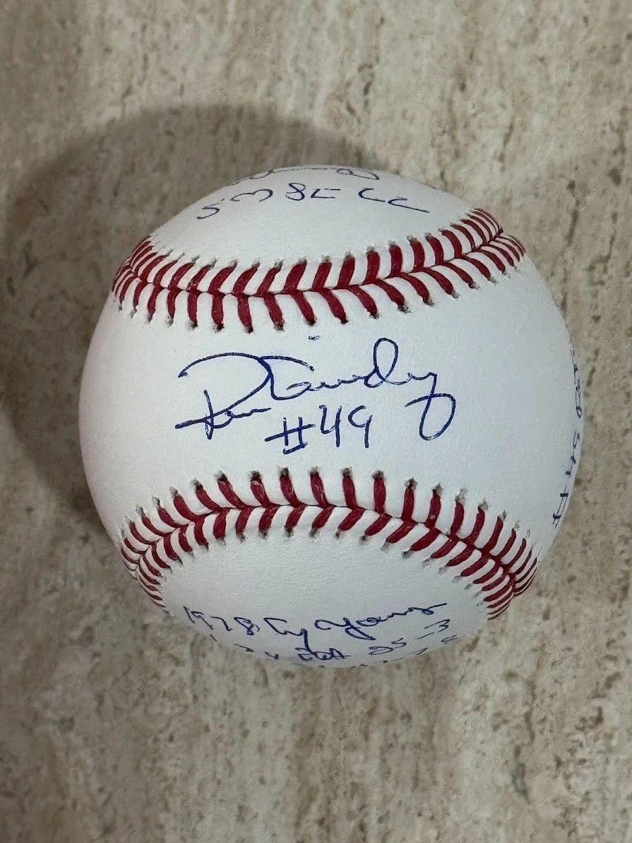 RARE RON GUIDRY CAREER STATS AND DATES Yankees Signed Auto Baseball RARE RON GUIDRY CAREER STATS AND DATES Yankees Signed Auto Baseball