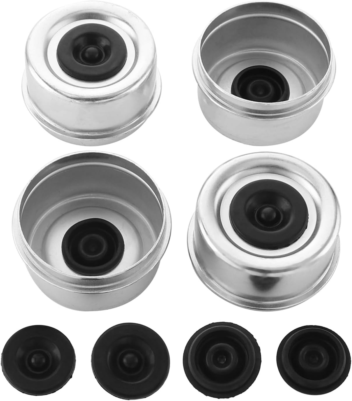 4 PCS 2.72\'\' Trailer Hub Dust Cap Axle Grease Cap with 8 Rubber 2.72 in/ 69 mm