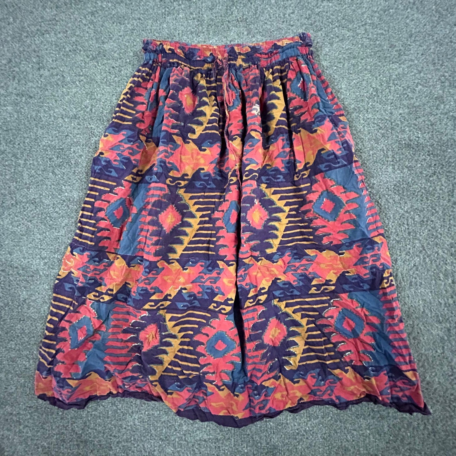 Anokhi Skirt Womens Size S Purple Pink Block Print Cotton Boho Midi India