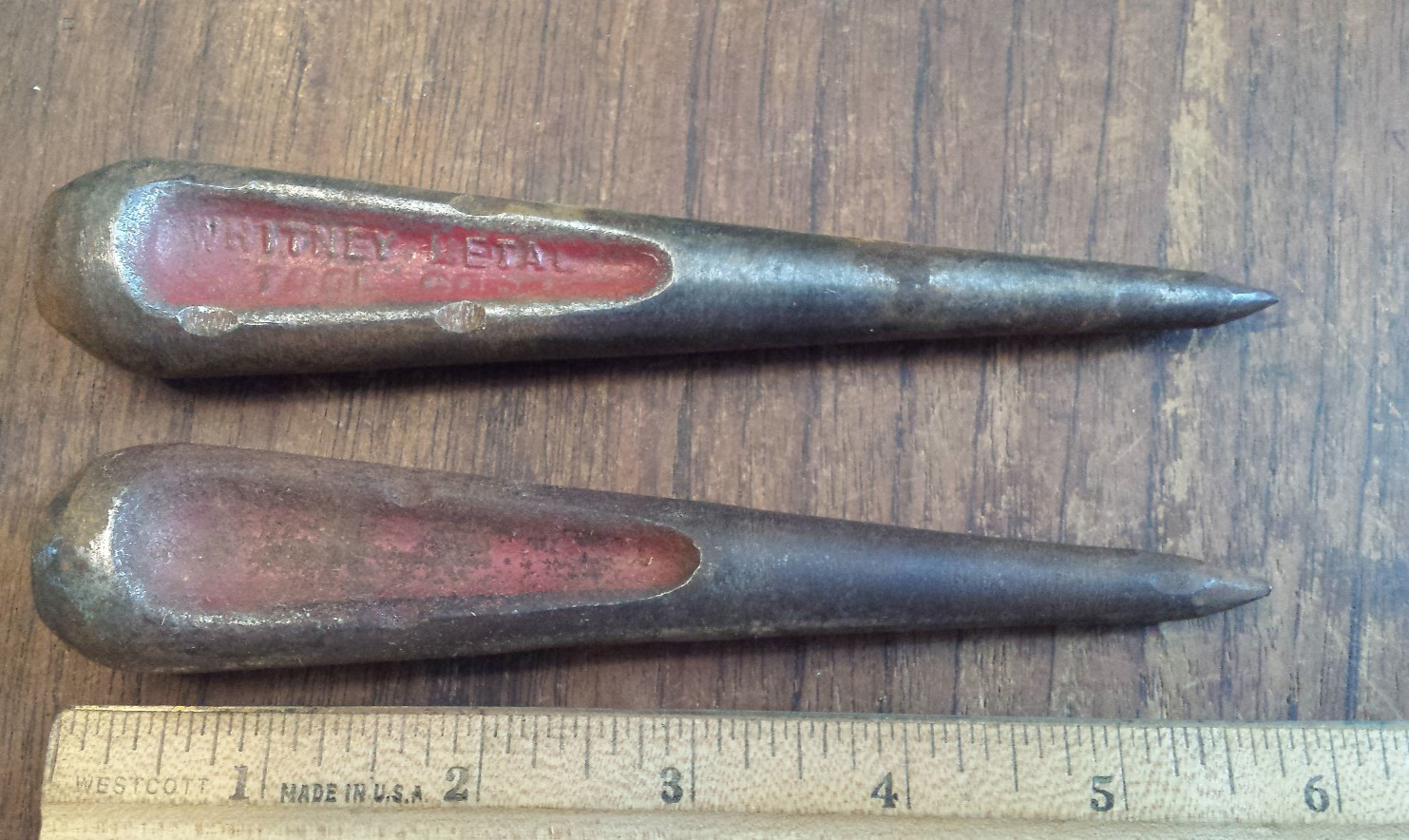 lot of 2: vintage Whitney Metal Tool Co. - Steel Awl Punch