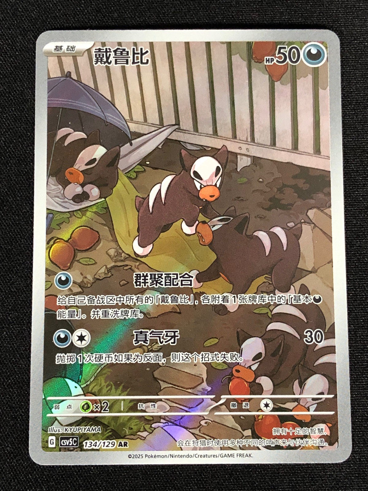 Pokemon Houndour 134/129 AR (NM) Holo Chinese