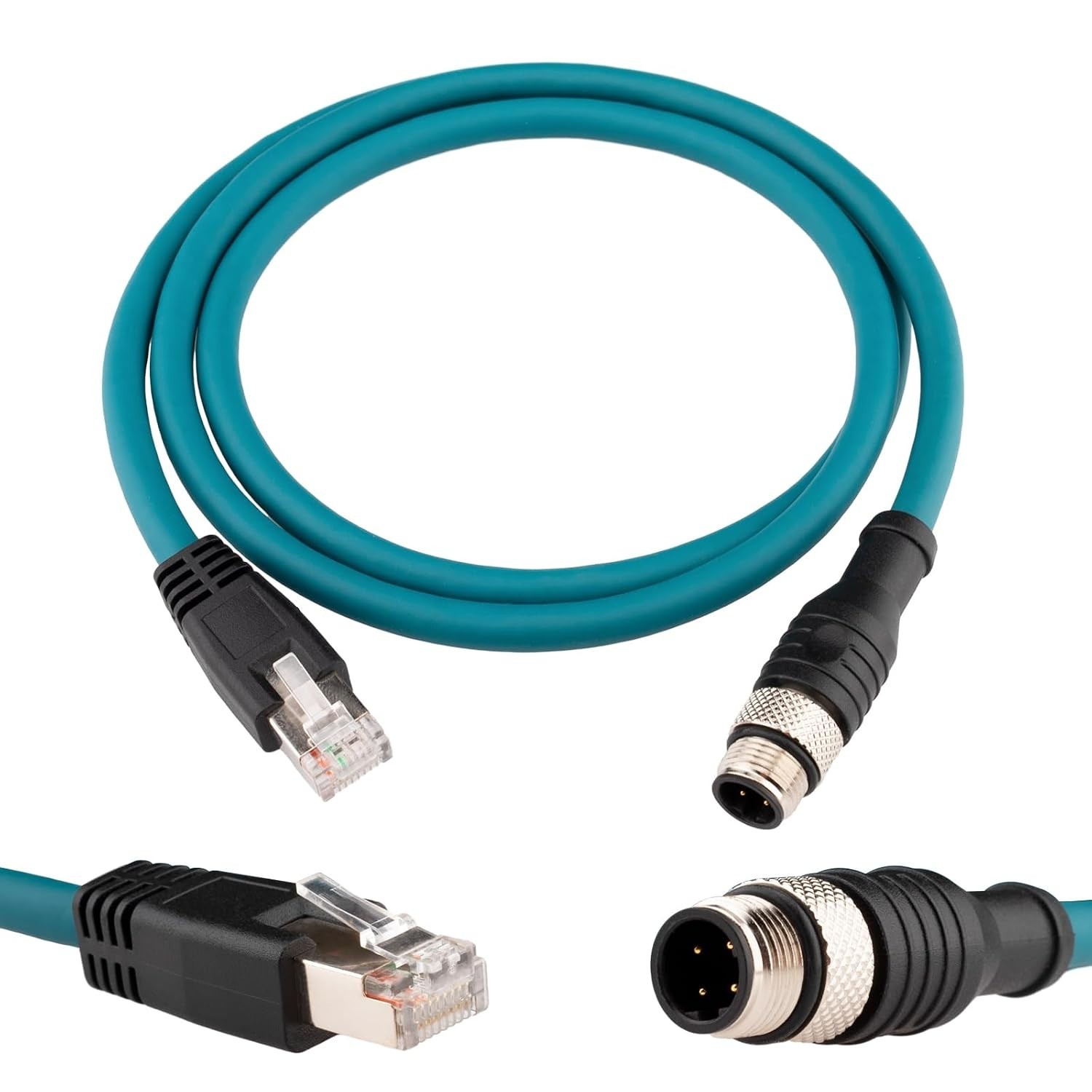 M12 4 Pin D-Code RJ45 Ethernet Power Data Cable Waterproof Shielded High Flex... M12 4 Pin D-Code RJ45 Ethernet Power Data Cable Waterproof Shielded High Flex...