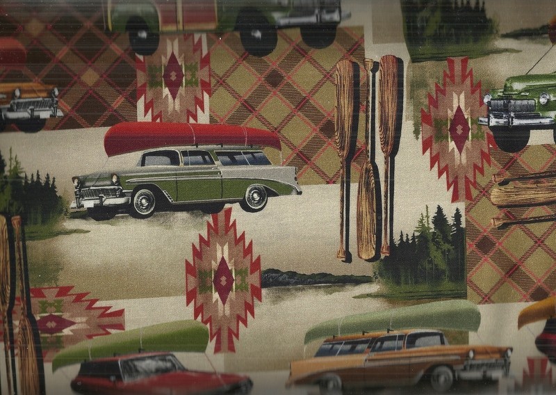 Lodge Life retro cars woody Gone Camping southwestern Benartex fabric Lodge Life retro cars woody Gone Camping southwestern Benartex fabric