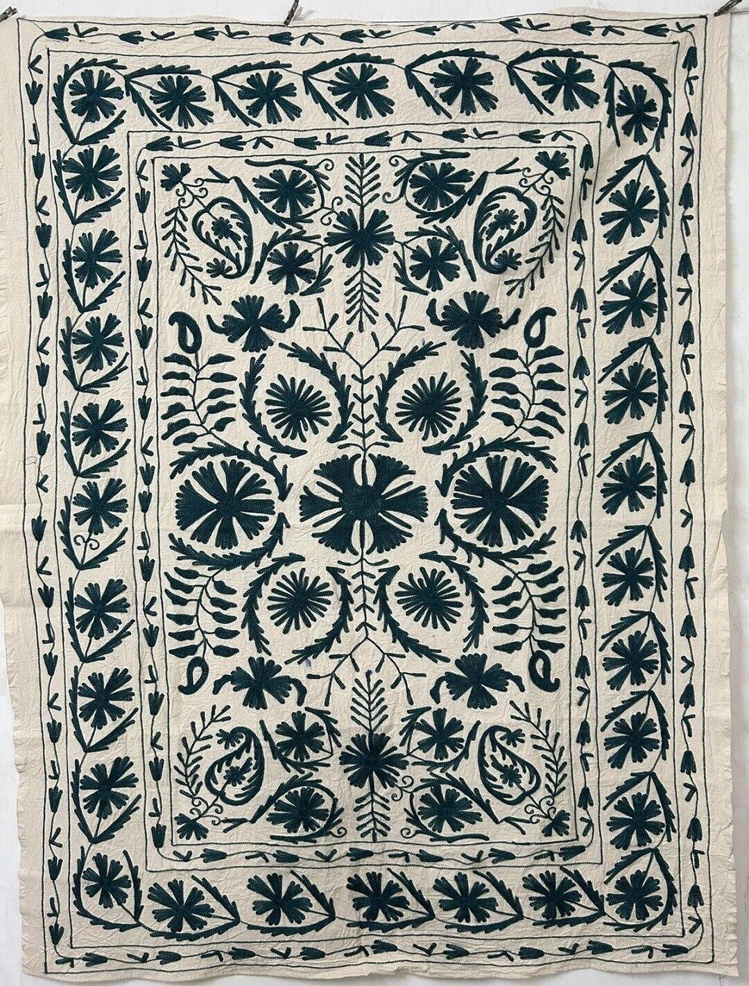 Suzani Bed Cover, Uzbek Suzani, Handmade Table Cloth, Cotton Bedspread, Gift Her