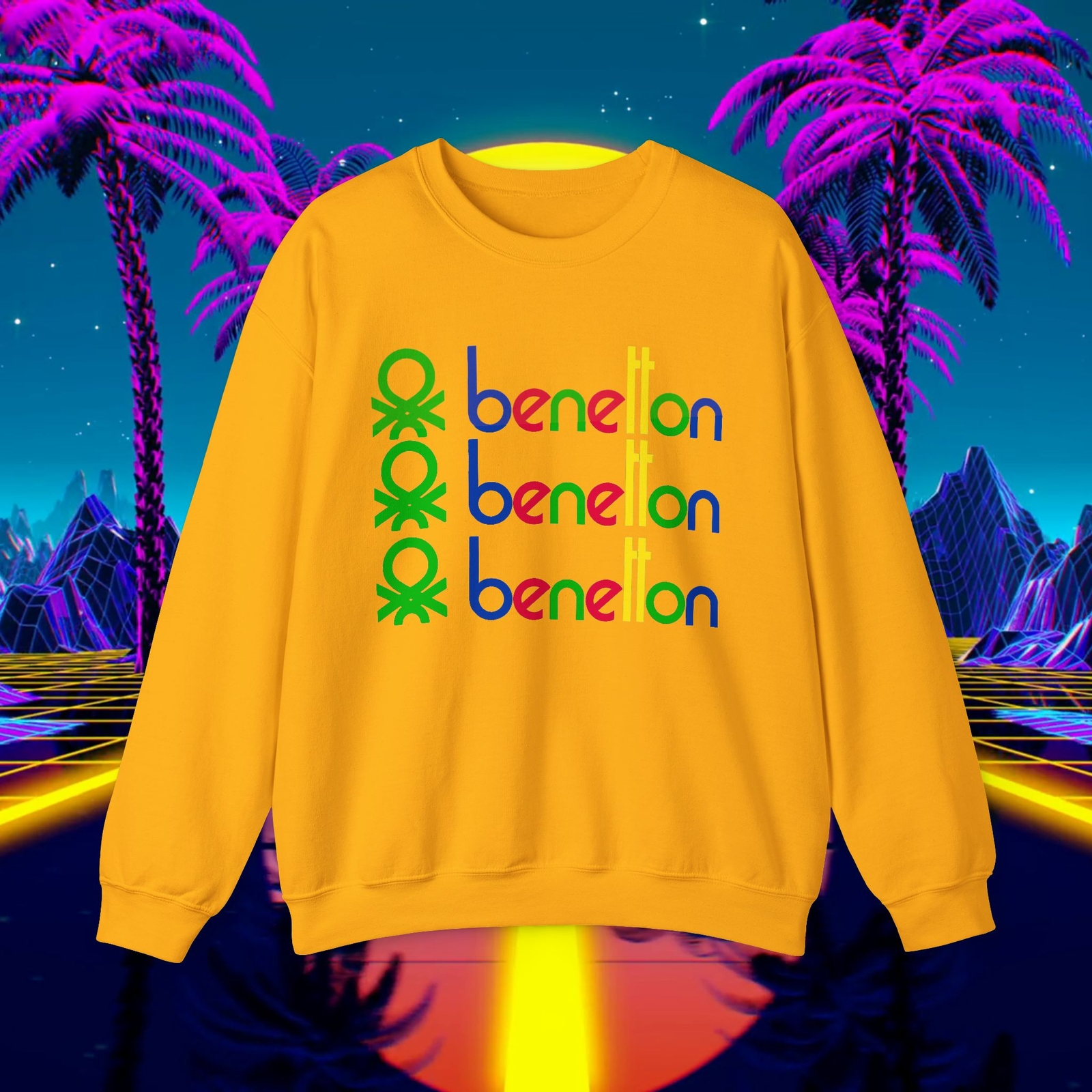 Custom Benetton vintage 1980's design sweatshirt Unisex men women 90s sweater