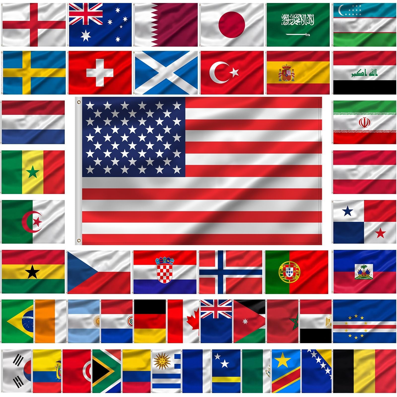 Peryiter 3x5 FT World Country Flags Set 48 International Flags Global Decor