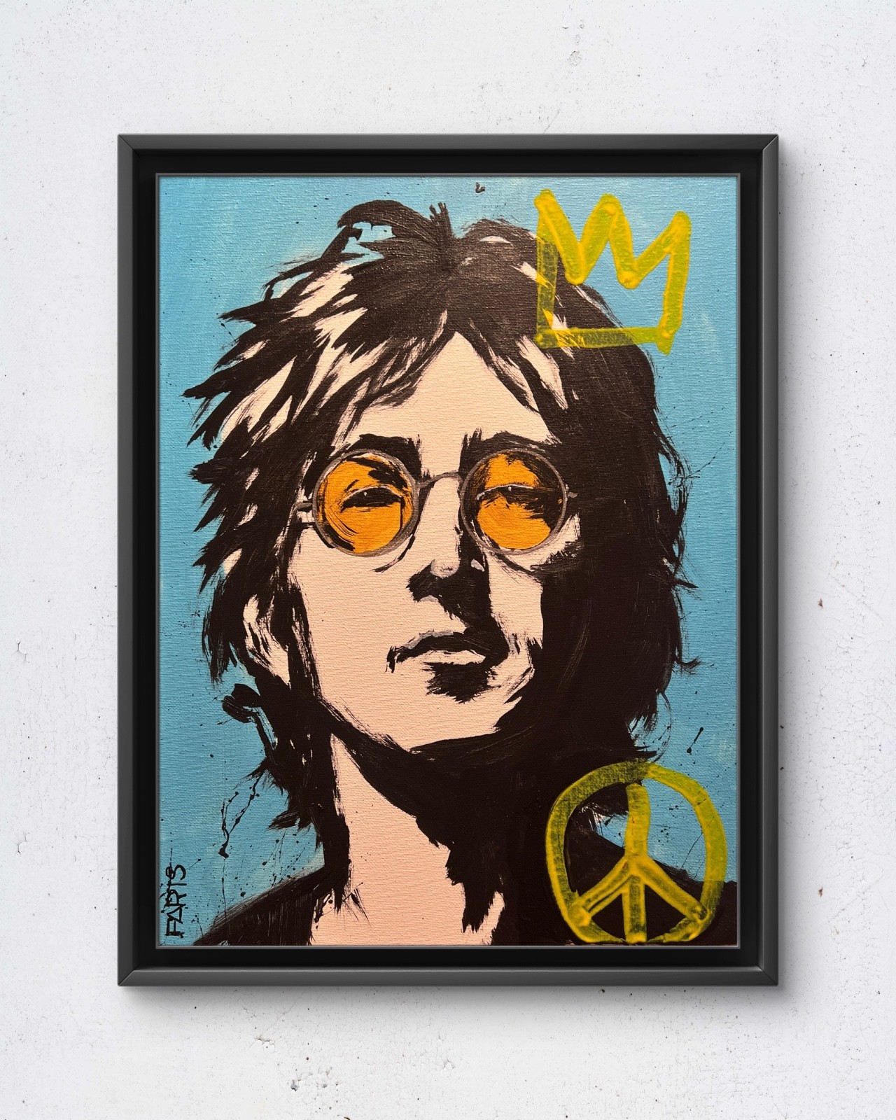 Faris Original Acrylic 12x16 John Lennon Peace Portrait Painting Signed Canvas