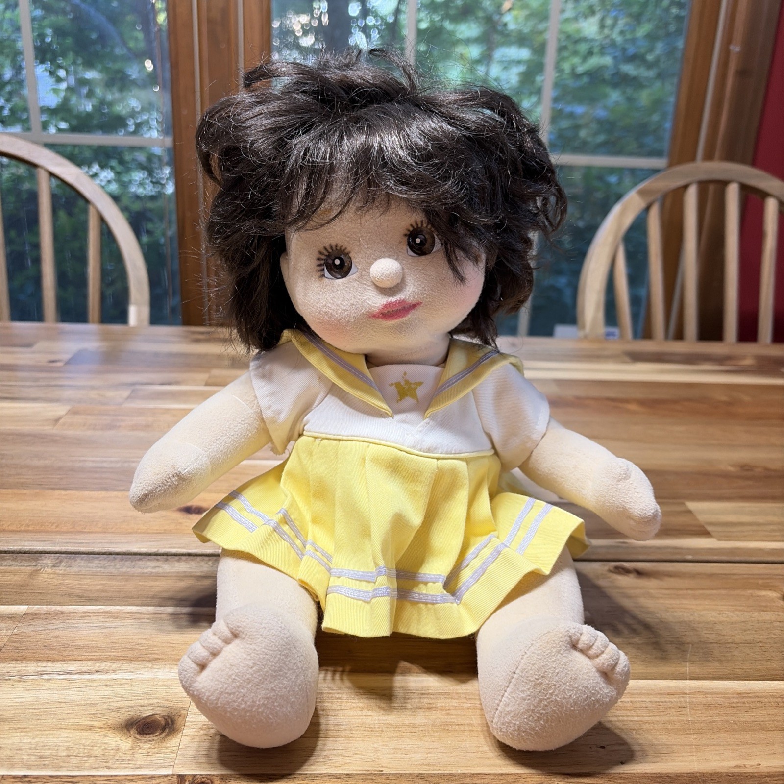 My Child Doll By Mattel Dark Brown Hair Blue Eyes Original Outfit Dress VTG 1985