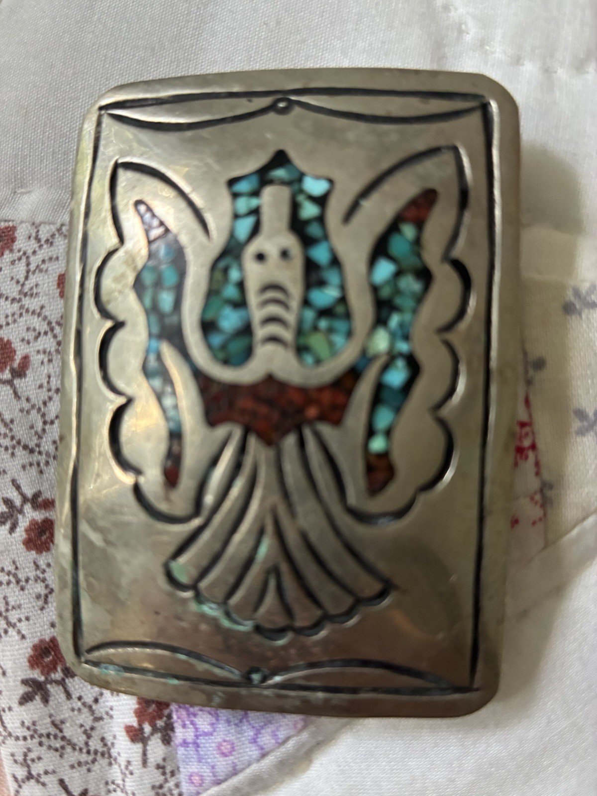 Native American Navajo Turquoise Sterling Silver Belt Buckle Signed J Nezzir Native American Navajo Turquoise Sterling Silver Belt Buckle Signed J Nezzir