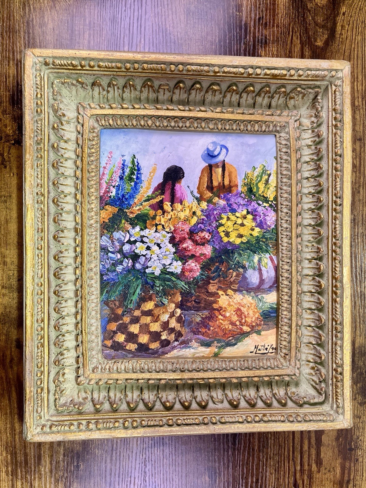 Maite Eusebio Original Oil Painting from 1994 With Kulicke Louis 16th Frame