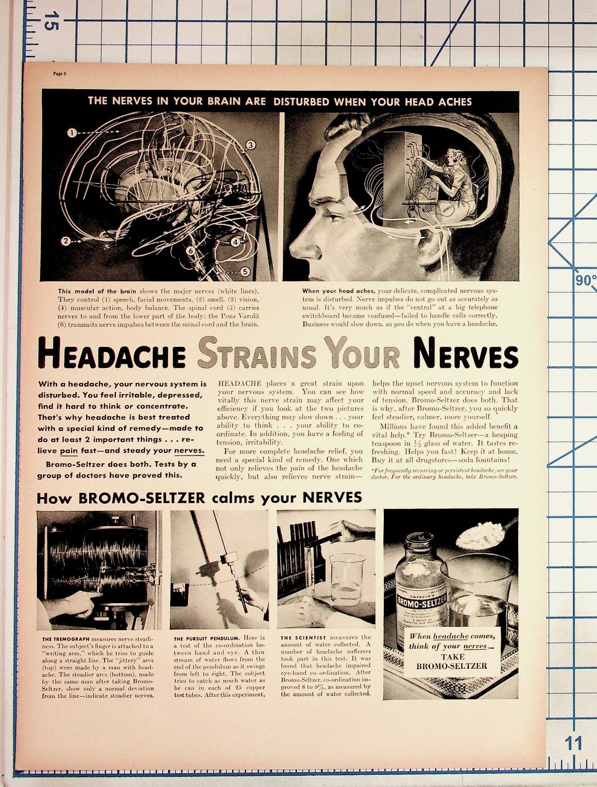 Vintage Bromo-Seltzer Print Ad 1930s Medical Brain Illustration Quack Medicine Vintage Bromo-Seltzer Print Ad 1930s Medical Brain Illustration Quack Medicine