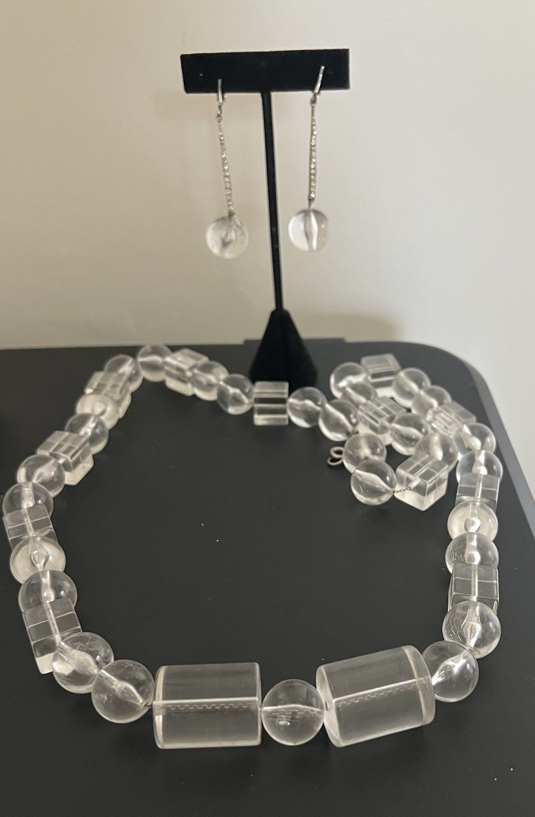 Fabulous MCM Lucite Bead Necklace And Earrings 