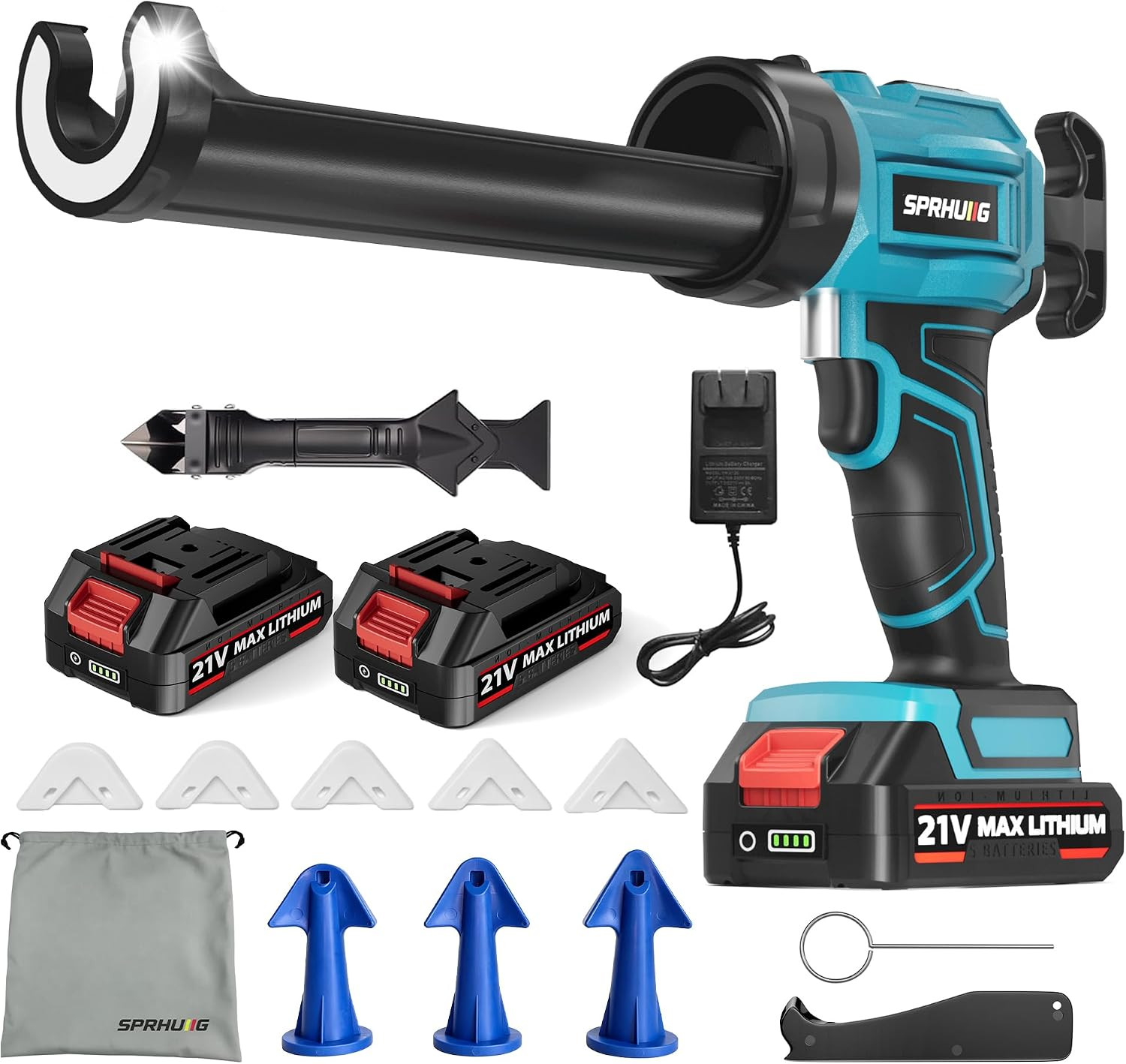 Cordless Electric Caulking Gun Automatic Battery Powered Caulk Gun with 21V 2 * Cordless Electric Caulking Gun Automatic Battery Powered Caulk Gun with 21V 2 *