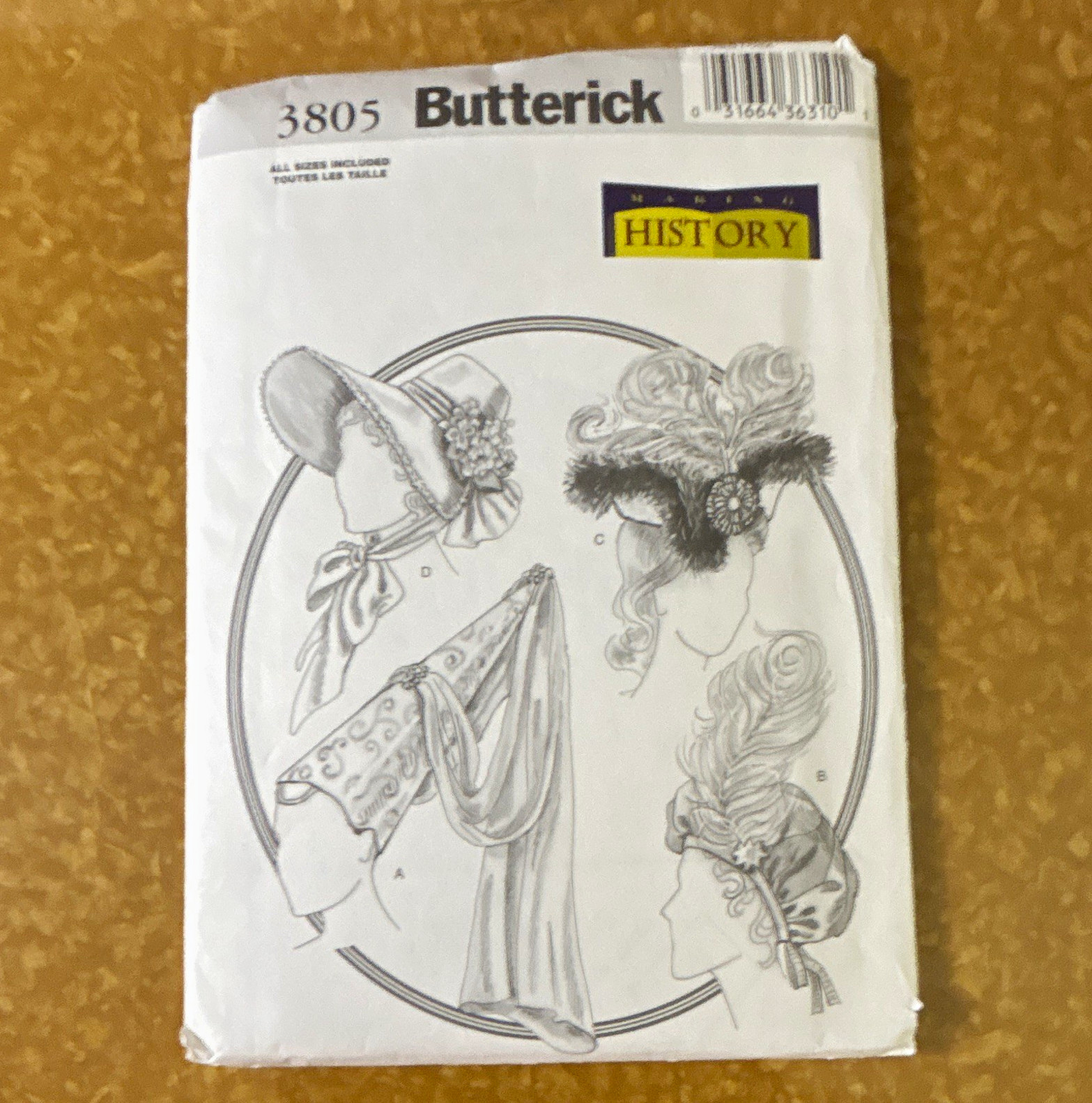 Butterick 3805 Women’s History Hat Sewing Pattern Contemporary Original, 2003