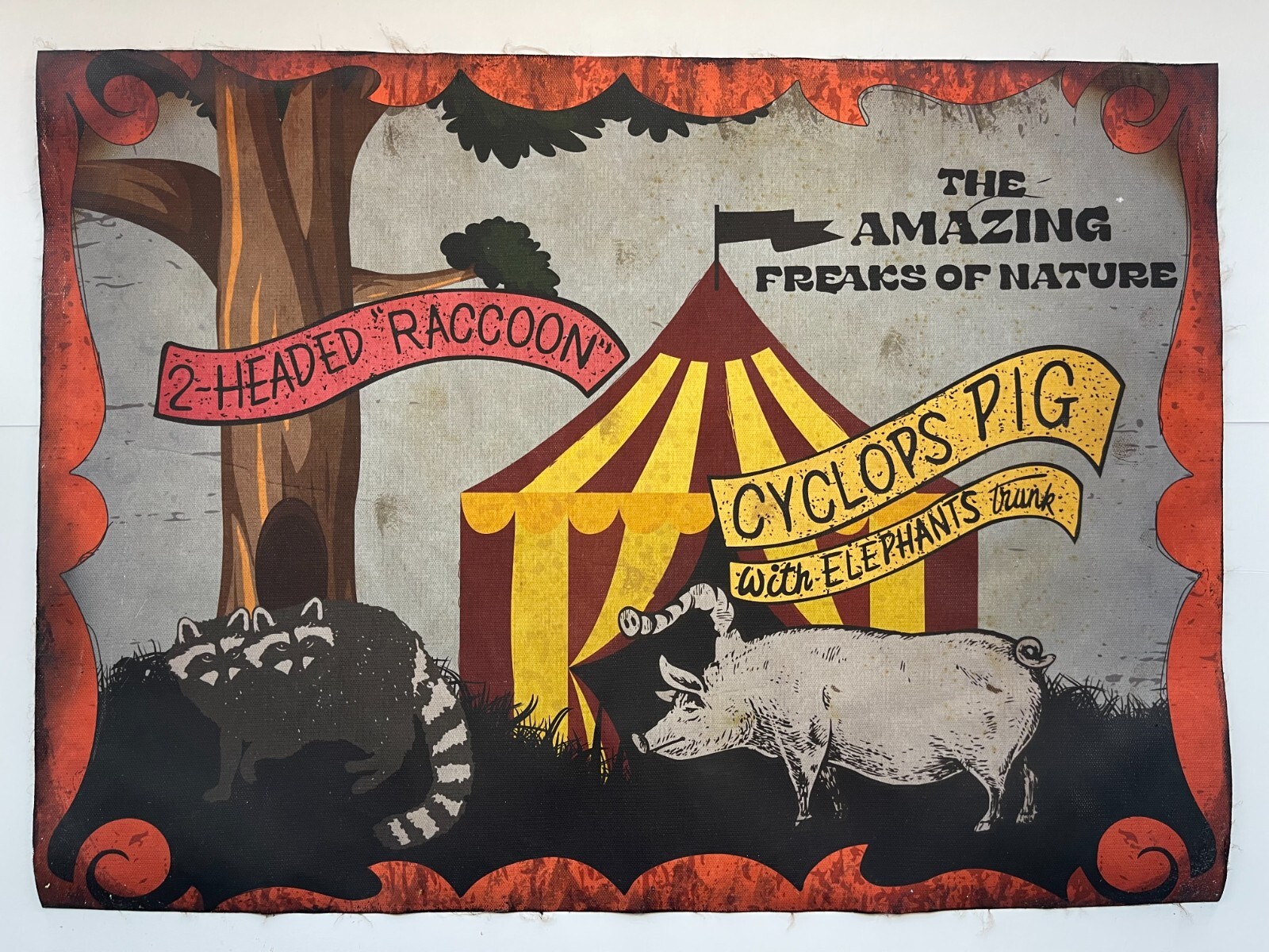 Circus Freak Show Poster Banner Vintage Style Freakshow Carnival Sideshow Art