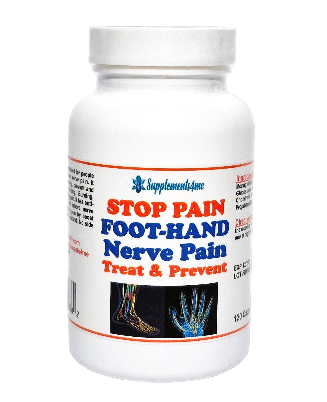 100% ULTRA STRONG HERBS FOR FOOT HANDS NERVE PAIN  - 120 CAPS  MADE IN USA