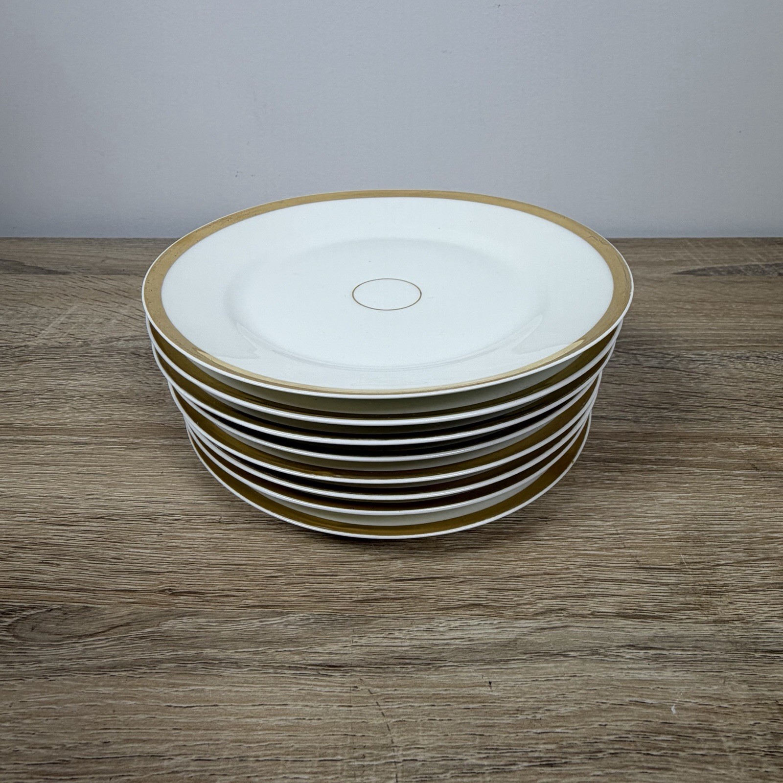 8 Vintage Haviland Limoges Porcelain China Gold Trimmed 7-1/2