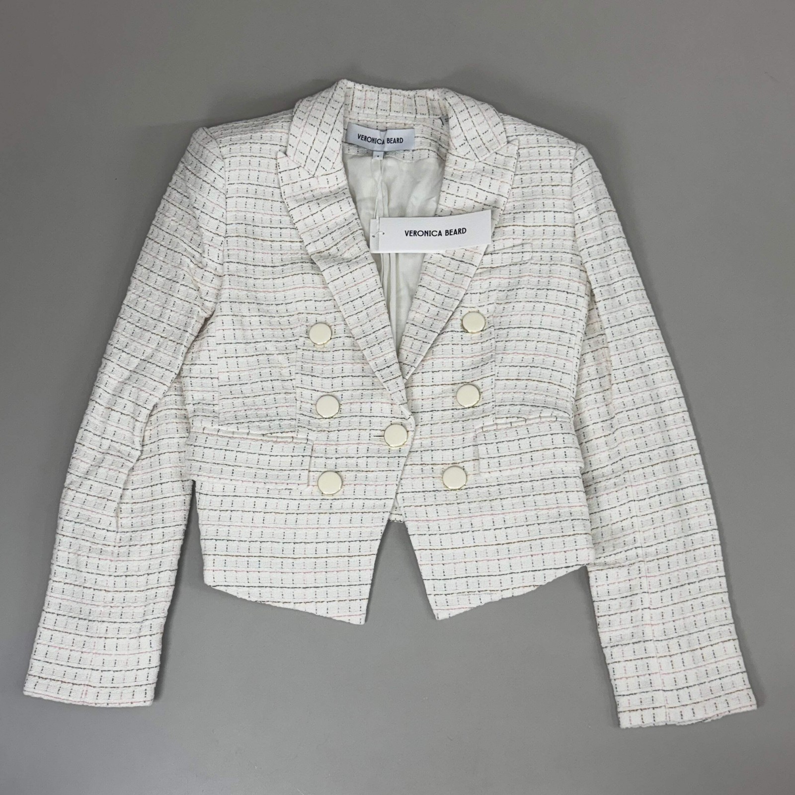 VERONICA BEARD Women\'s Diego Dickey Jacket Sz-8 Ivory/Multi 2406TW651509