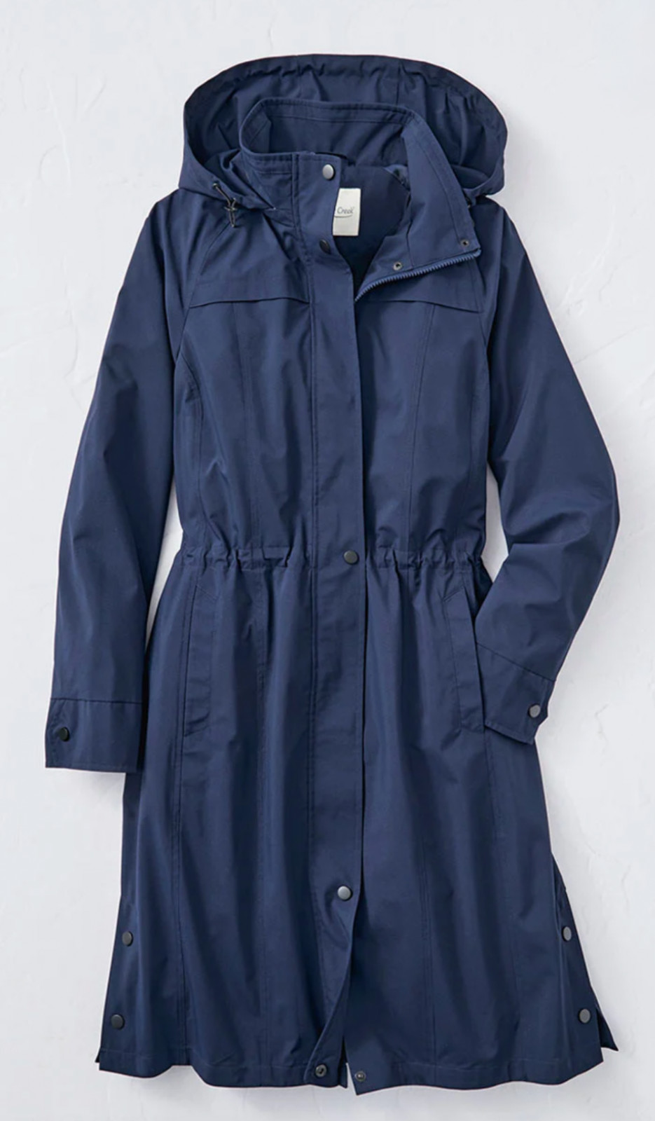 NEW COLDWATER CREEK NAVY BLUE PACK IT COAT RAIN RESISTANT PACKABLE SZ L