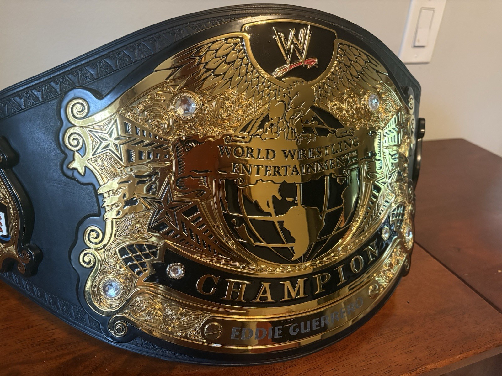 WWE Replica Championship Belt Eddie Guerrero Nameplate Black/Gold WWE Replica Championship Belt Eddie Guerrero Nameplate Black/Gold