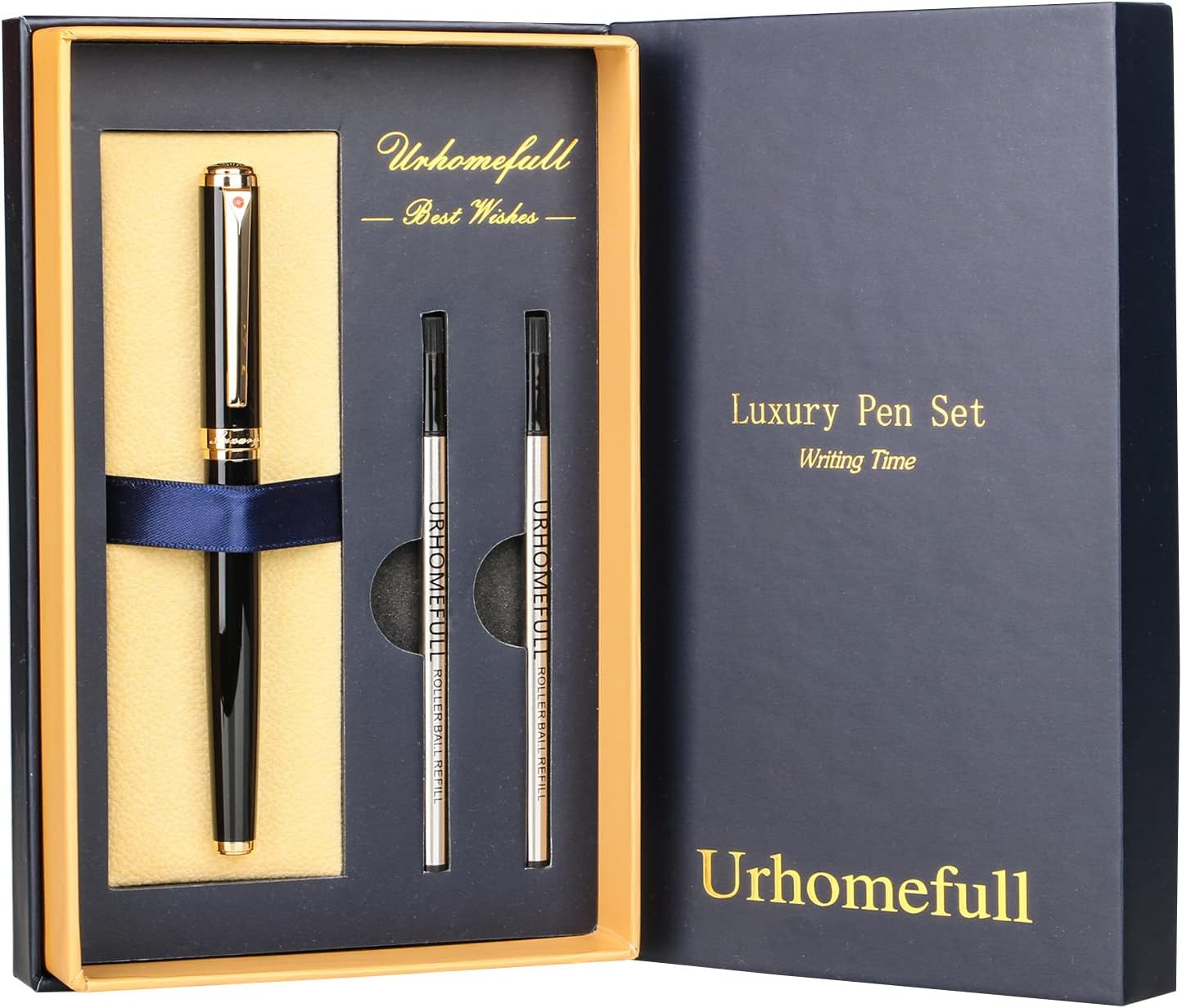 Stunning Luxury Rollerball Pen with 24K Gold Trim,Switzerland Tip with Black Ink