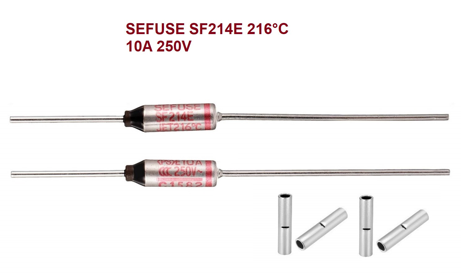 Thermal Fuse Cutoff SEFUSE SF214E 216°C 10A 250V (Pack of 2) w/4 Butt Connectors Thermal Fuse Cutoff SEFUSE SF214E 216°C 10A 250V (Pack of 2) w/4 Butt Connectors
