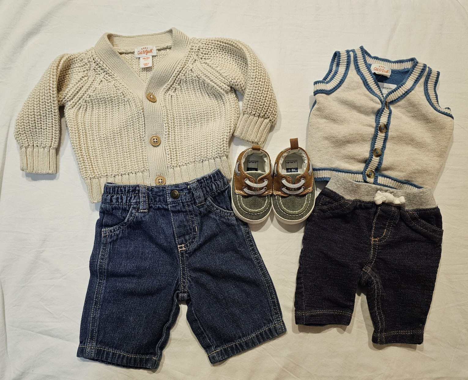5pc Newborn Baby Boy Cat & Jack Carter\'s Little Wonders Outfit Cardigan Shoes 5pc Newborn Baby Boy Cat & Jack Carter\'s Little Wonders Outfit Cardigan Shoes