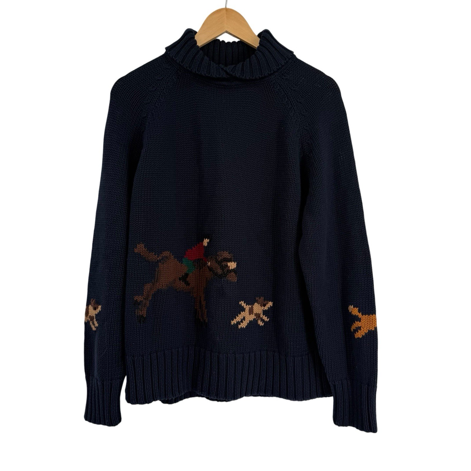 Pendleton NWT Sweater Size 2X Fox Hunt Turtleneck  Navy Cotton Vintage Adult