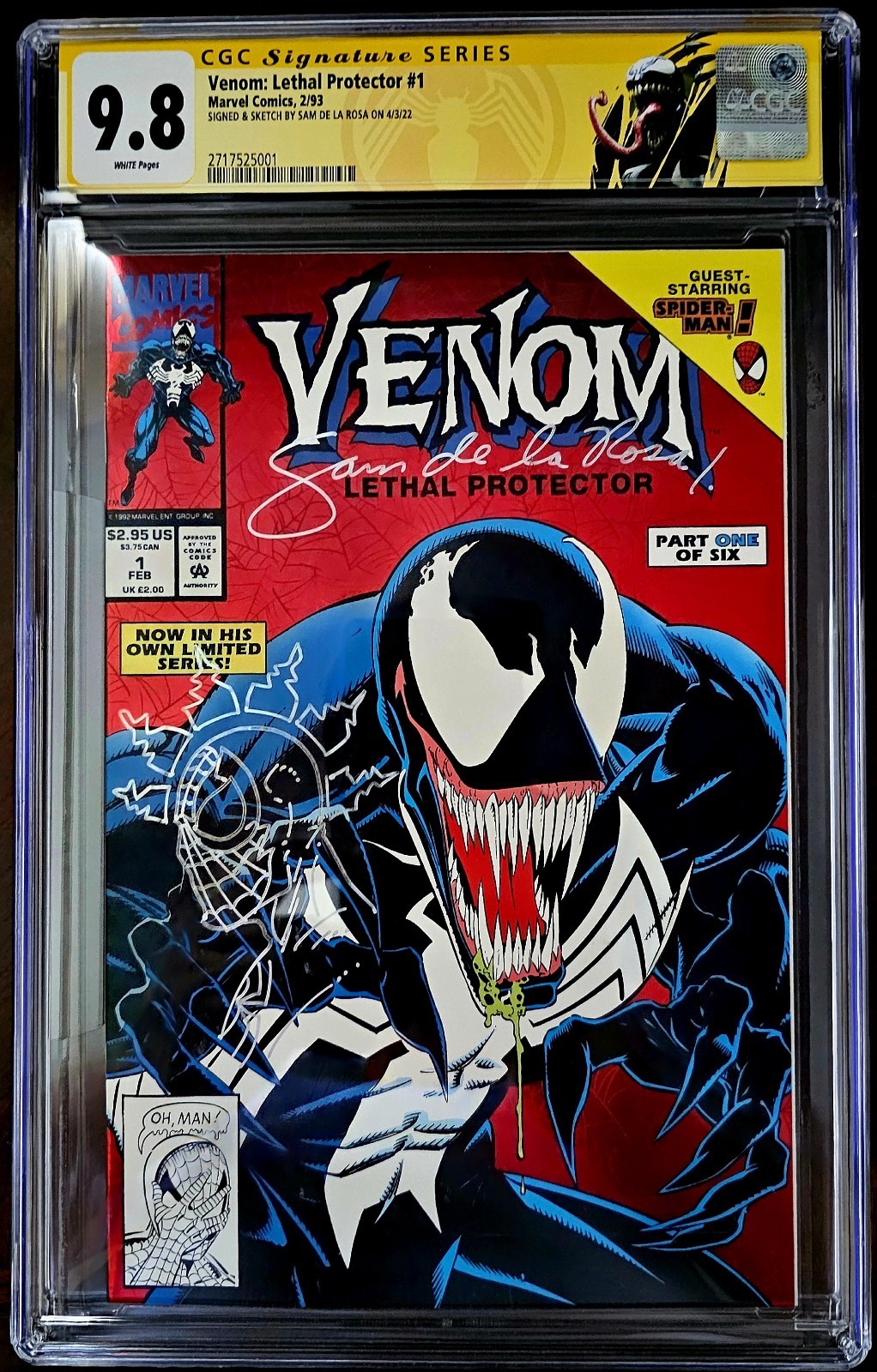 Venom: The Lethal Protector #1🔑 CGC 9.8 SS De La Rosa Signature + Remark 🔥🔥🔥