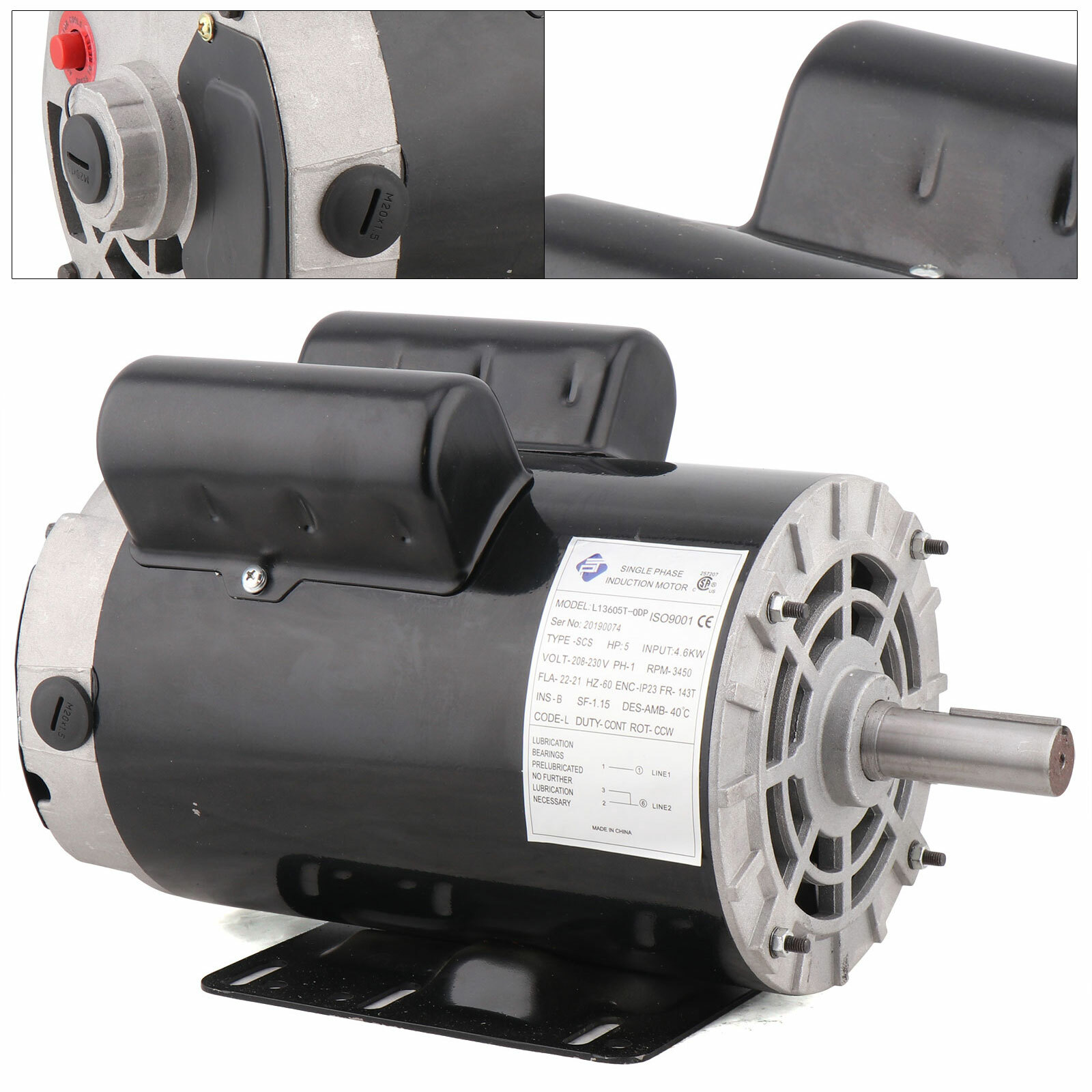 5 HP 3450 RPM Air Compressor 60 Hz Electric Motor 208-230 V 7/8\'\' Shaft