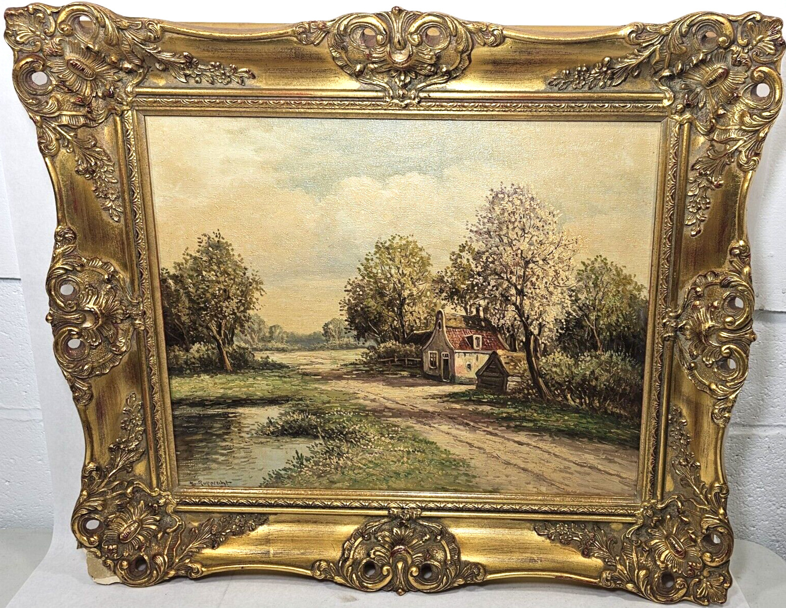 Wilhelm Hugo Rupprecht Landscape oil painting on Canvas Cottage on Country Path