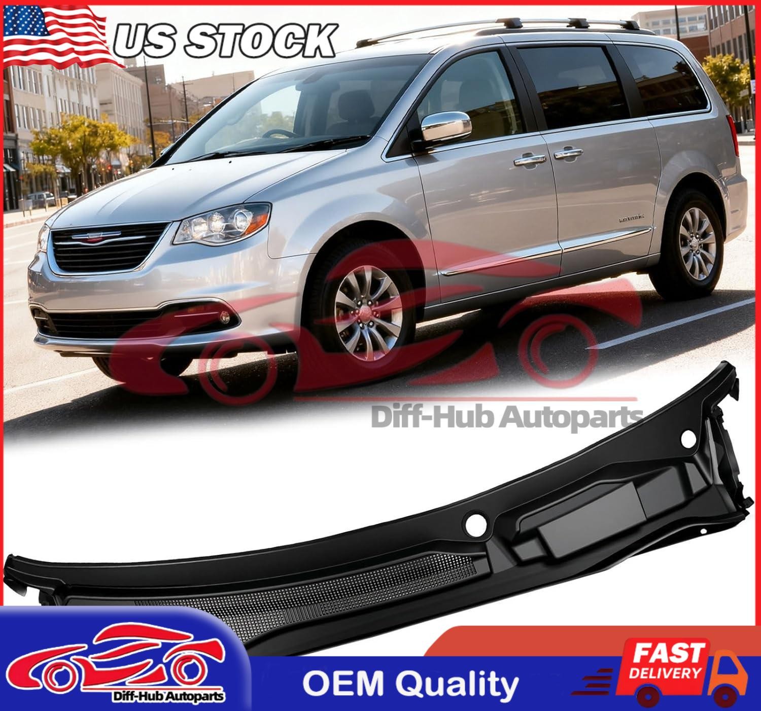5113548AC Windshield Wiper Cowl Grille Panel For 2008-2020 Dodge Grand Caravan