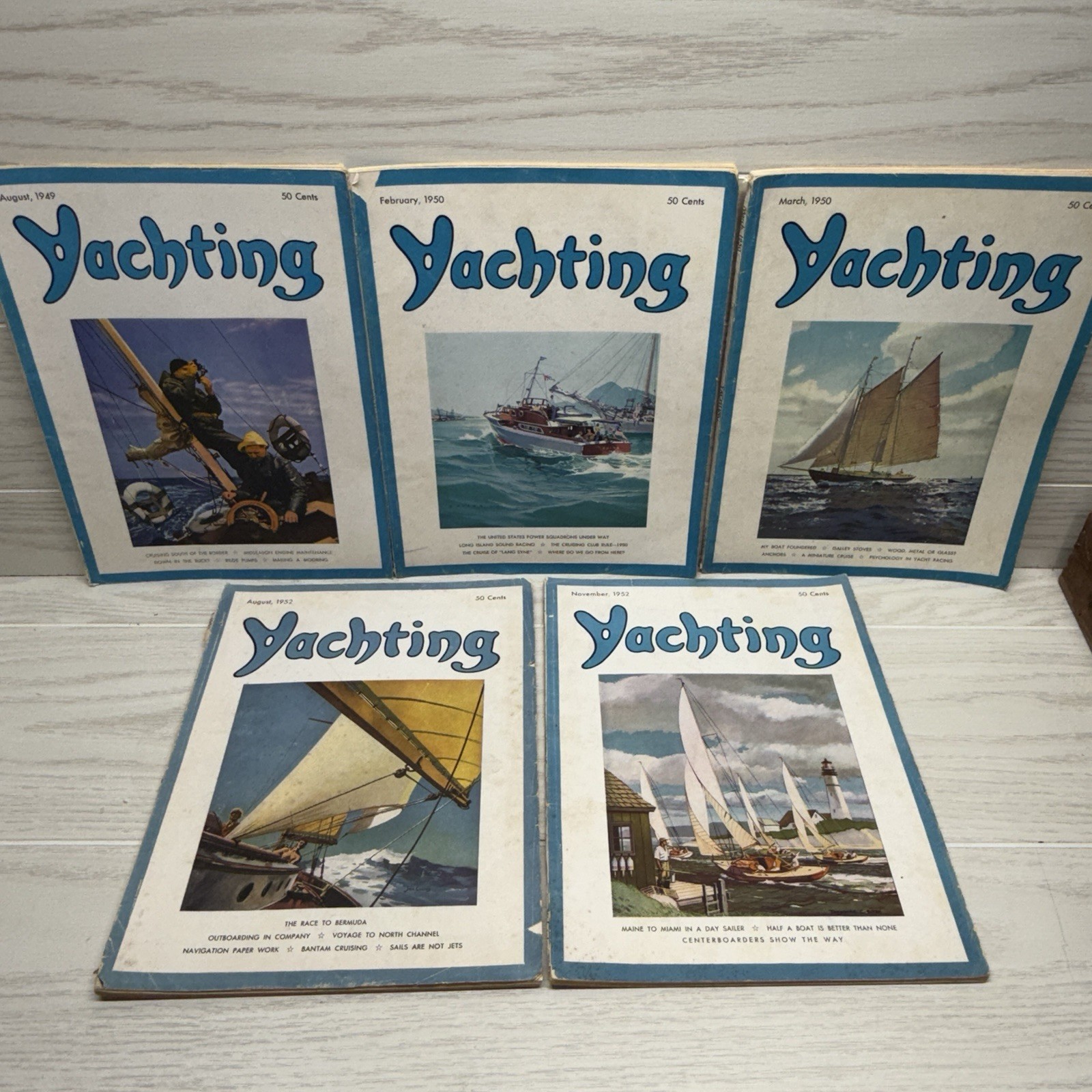 Vintage Yachting Magazine Lot 5 Issues 1949 1950 1952 Sailing Boat Nautical