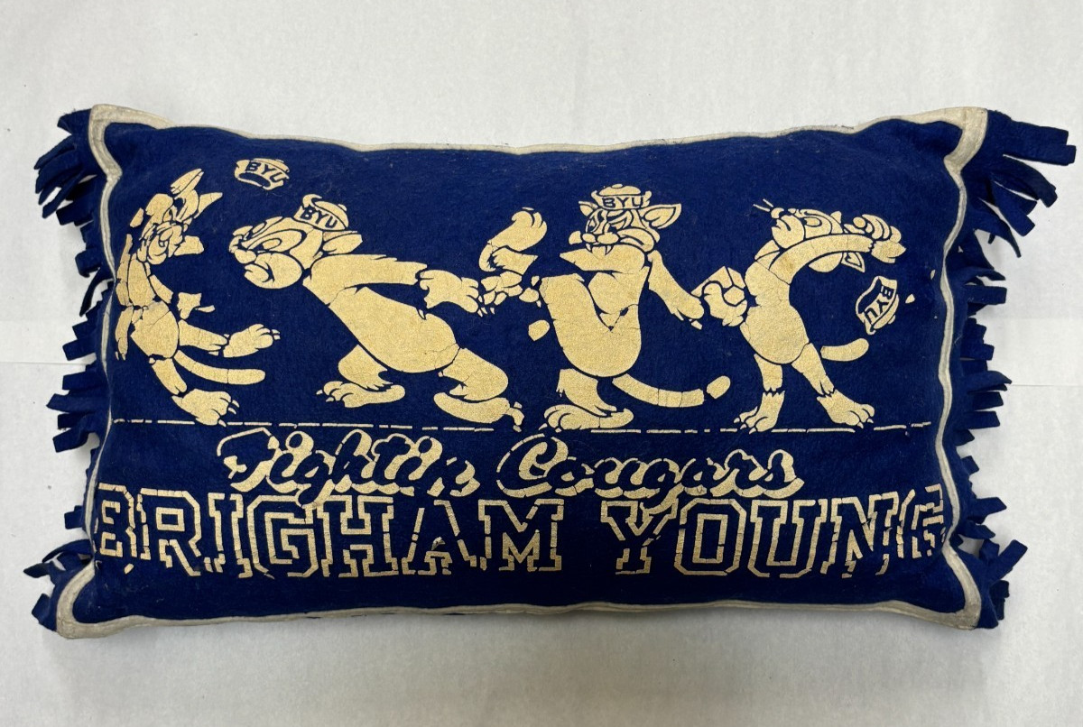 Vintage BYU Fightin Cougars Brigham Young Fleece Throw Pillow