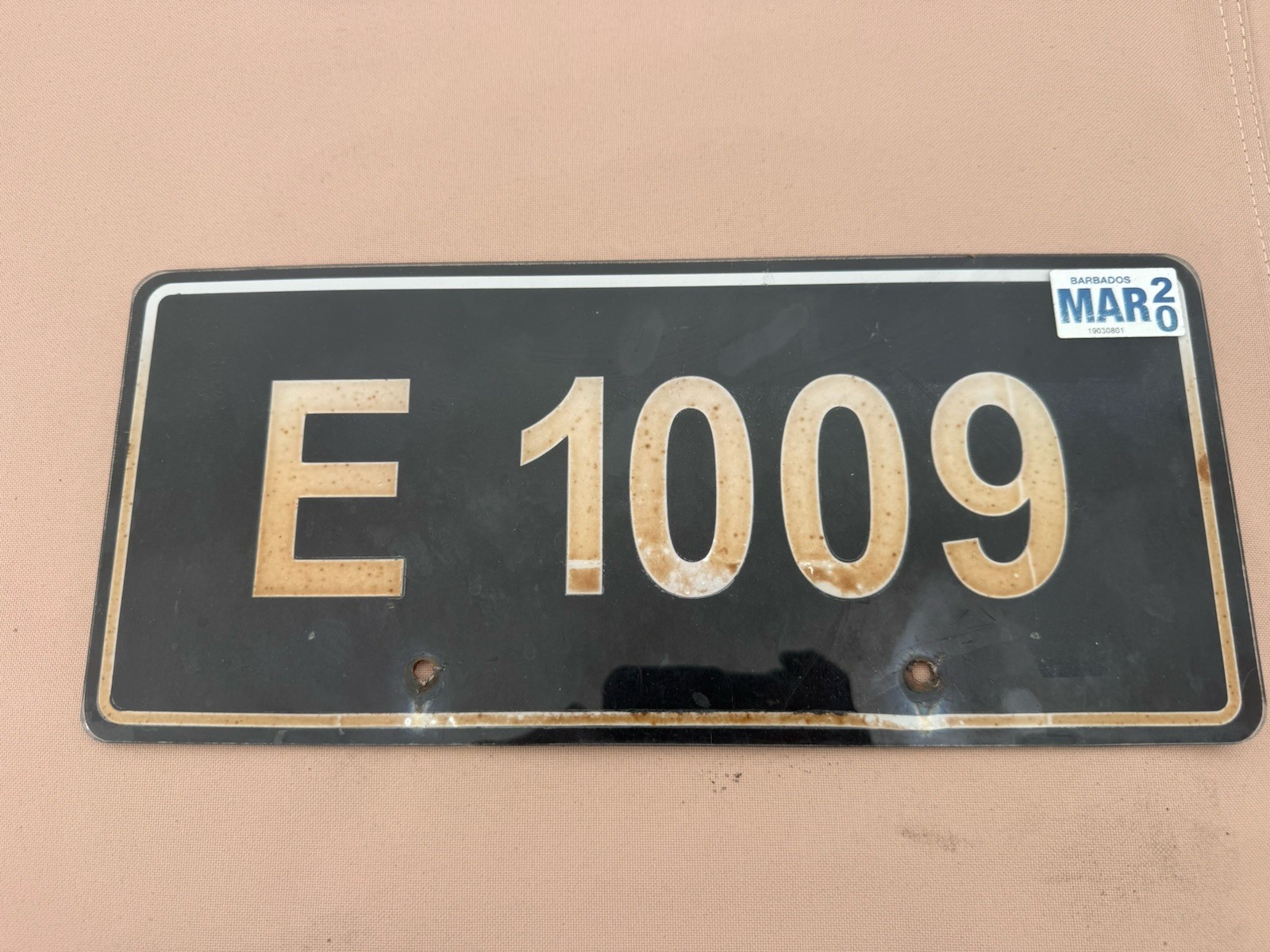 Barbados - License Plate - E 1009 - Expired 2020