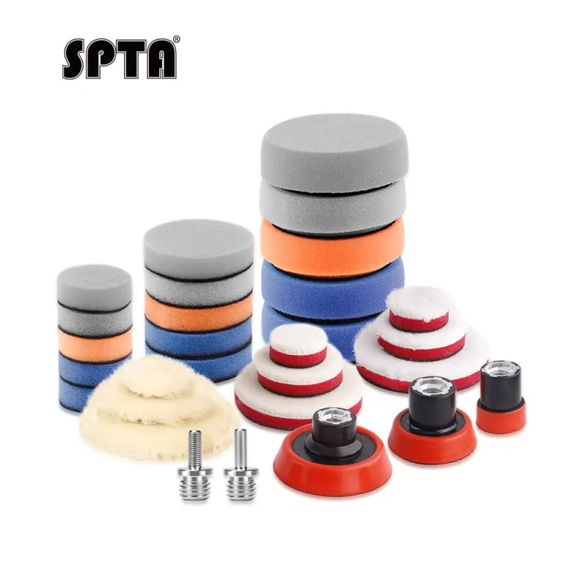 SPTA 29Pcs Drill Buffing Pad Detail Polishing Pad Mix Size Kit for Car Sanding