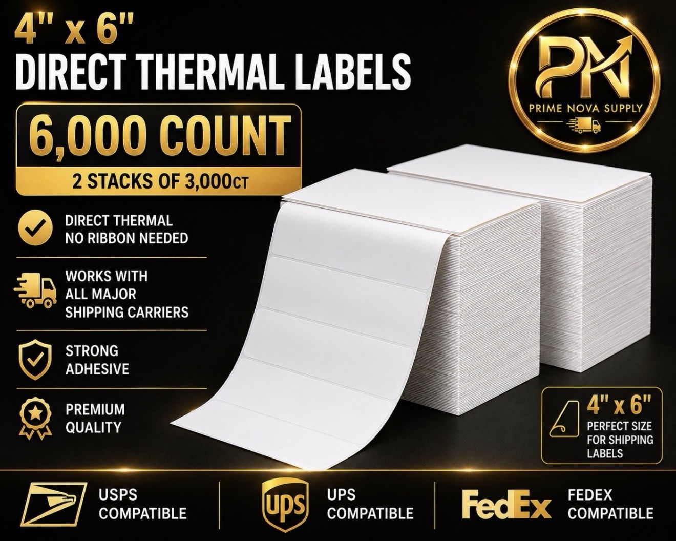 6000ct 4 X 6 Direct Thermal Fanfold Labels