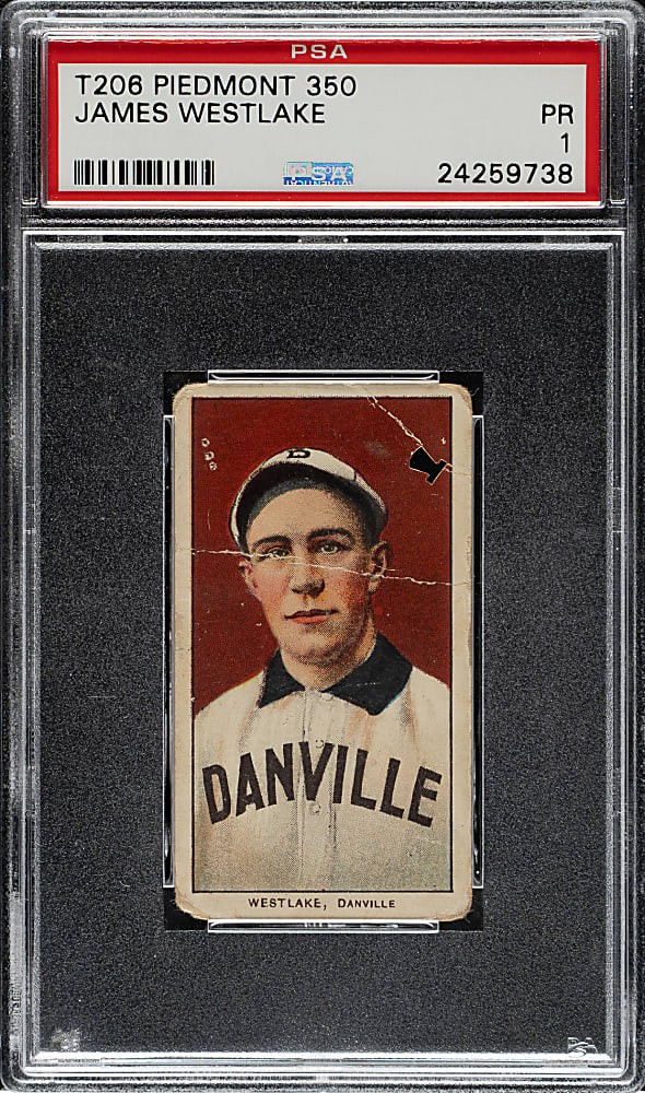 1909 T206 JAMES WESTLAKE PIEDMONT 350 SOUTHERN LEAGUE PSA 1 DANVILLE RED SOX