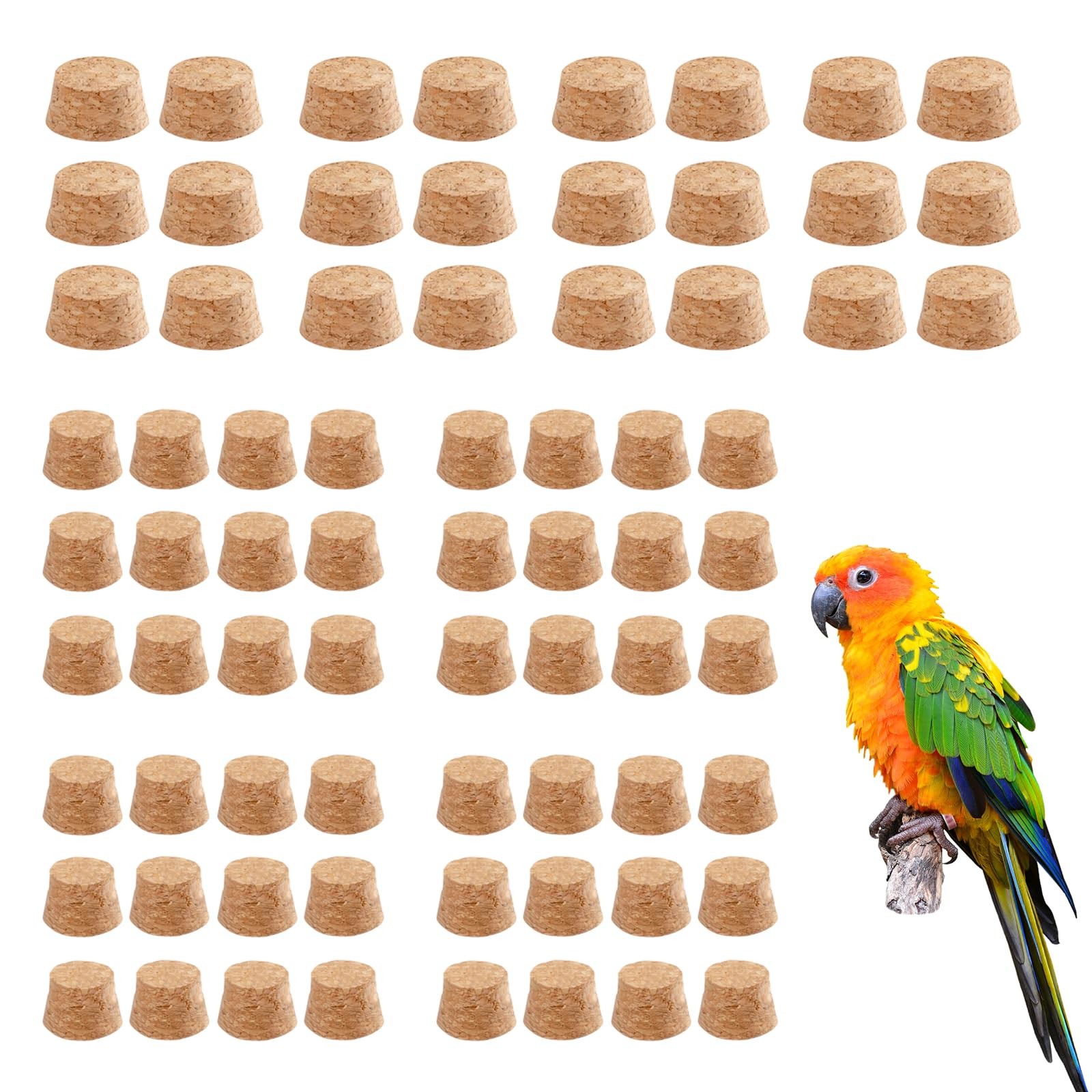 JONS NTY 72 Detachable Corks for Bird Chew Toys - 24 Large & 48 Small Wooden 