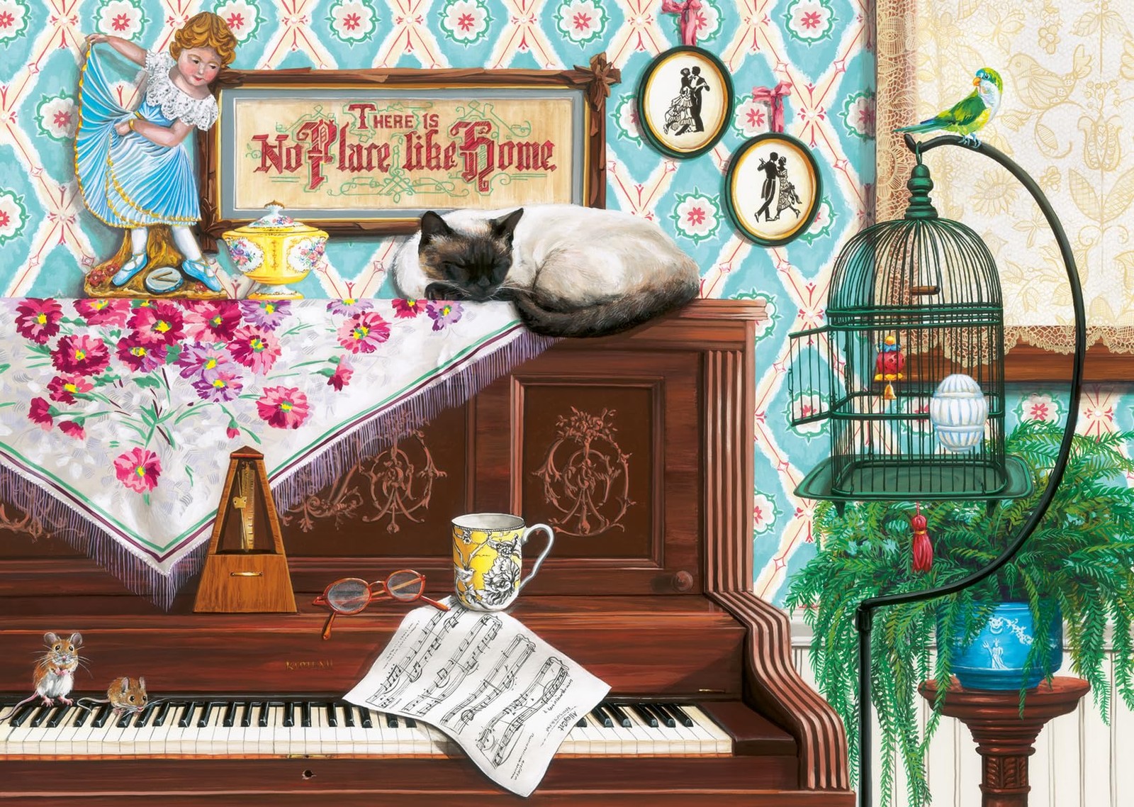 Wonder Forge Piano Cat 1000 Piece Jigsaw Puzzle for 27 x 20in, Multicolor Wonder Forge Piano Cat 1000 Piece Jigsaw Puzzle for 27 x 20in, Multicolor