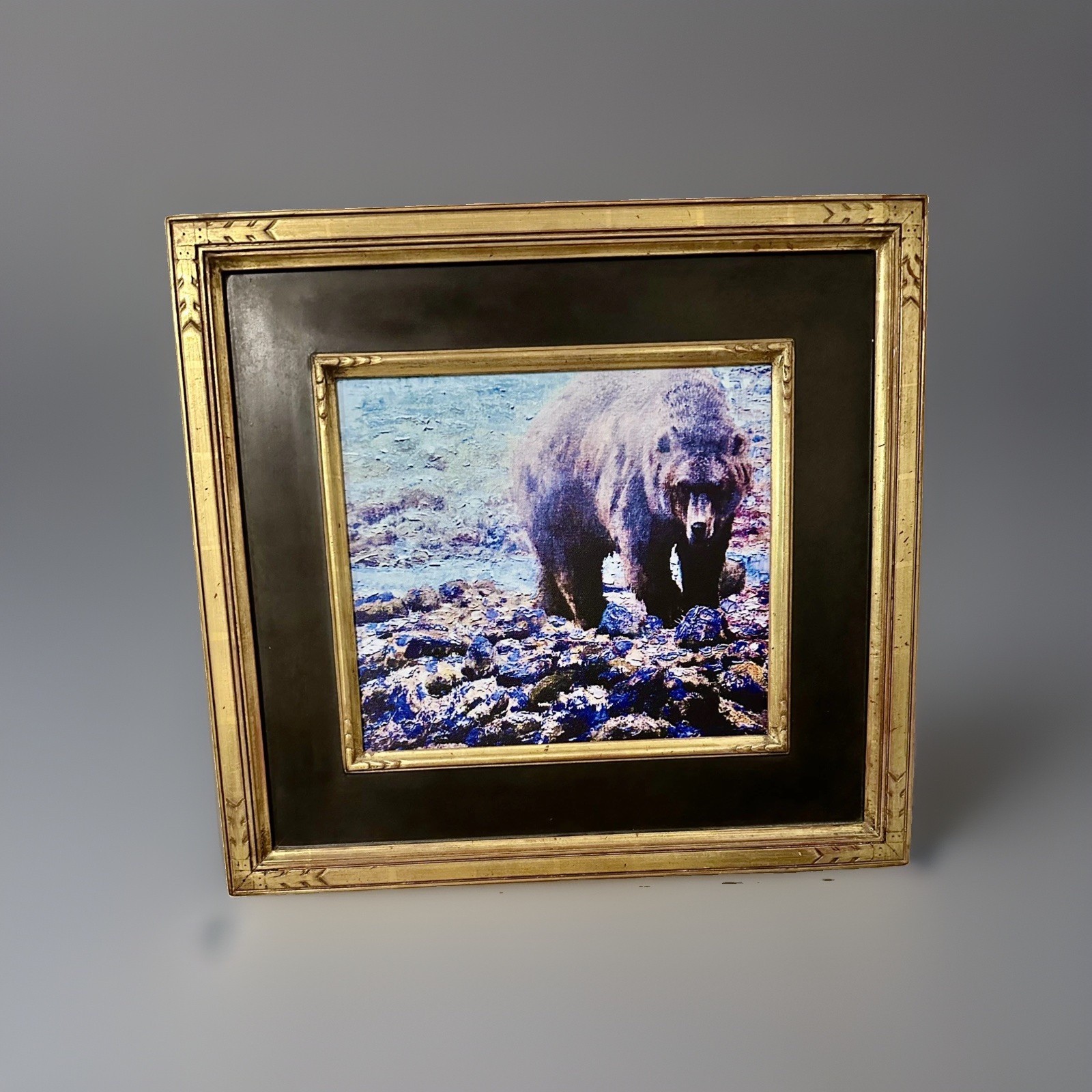 Yellowstone Grizzly 12” x 14” Framed Embellished Art Print By  Edward Suthoff