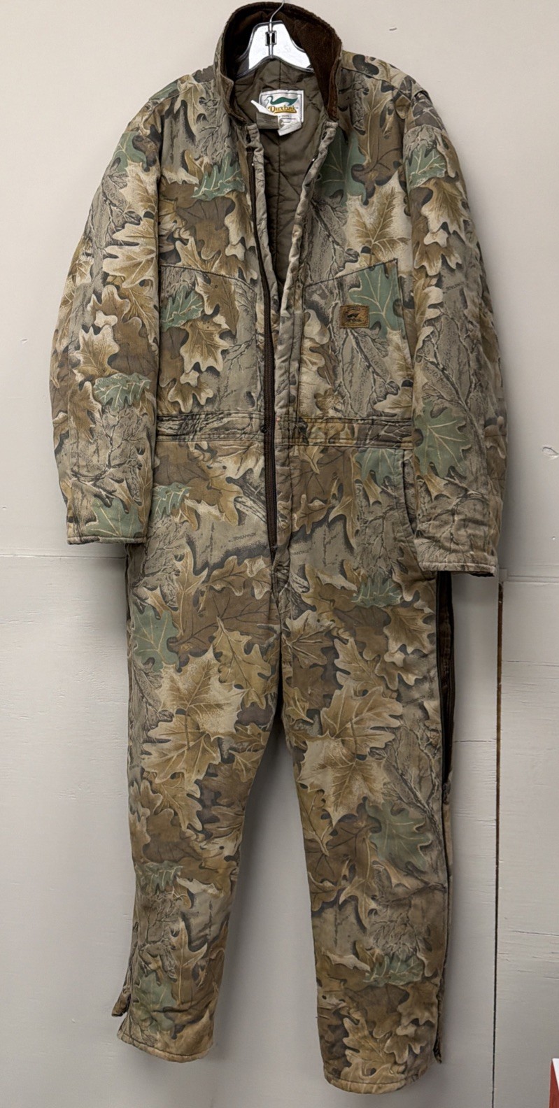 Vintage Duxbak Camo Insulated Coveralls Mens Large 42-44 Made USA Hunting
