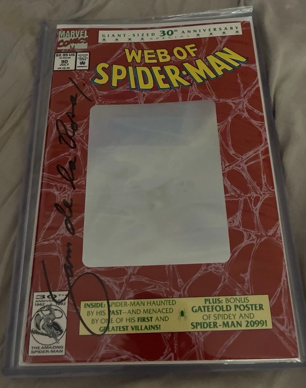 Web of Spider-Man #90 (July 1992) SAM DE LA ROSA SIGNED W/ Toploader Web of Spider-Man #90 (July 1992) SAM DE LA ROSA SIGNED W/ Toploader