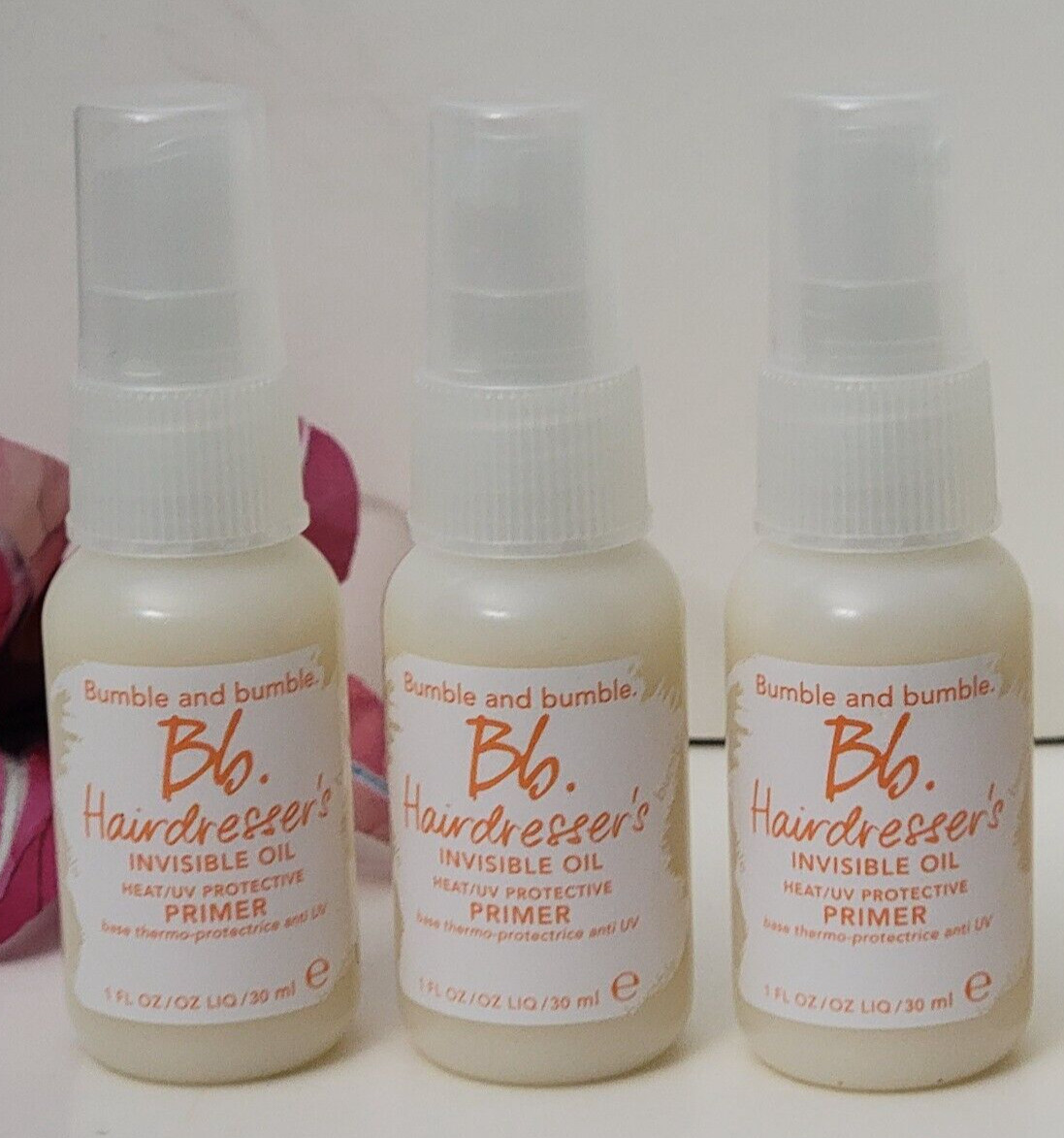 3 pk Bumble and Bumble Hairdresser\'s Invisible OIL PRIMER 1 fl oz TRAVEL SIZE