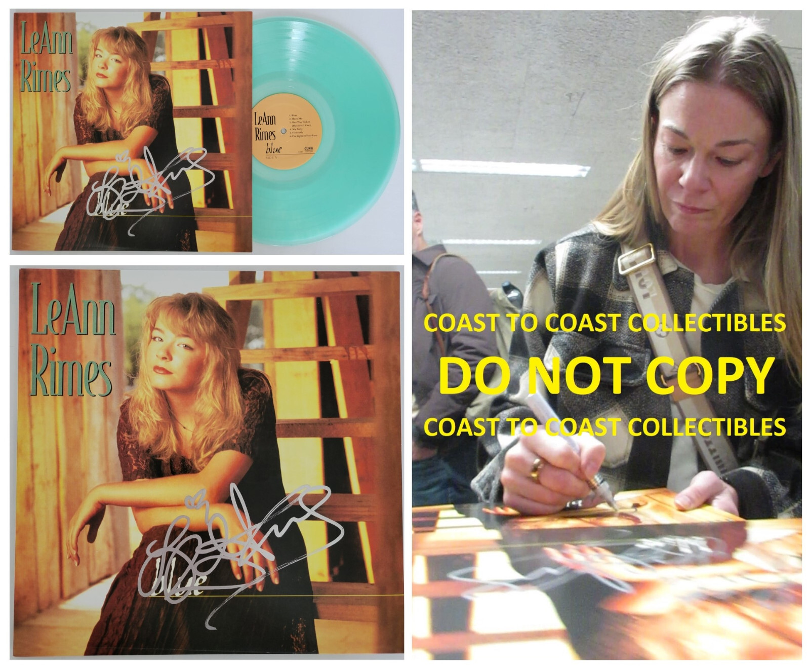 LeAnn Rimes signed Blue album vinyl record COA exact proof autographed