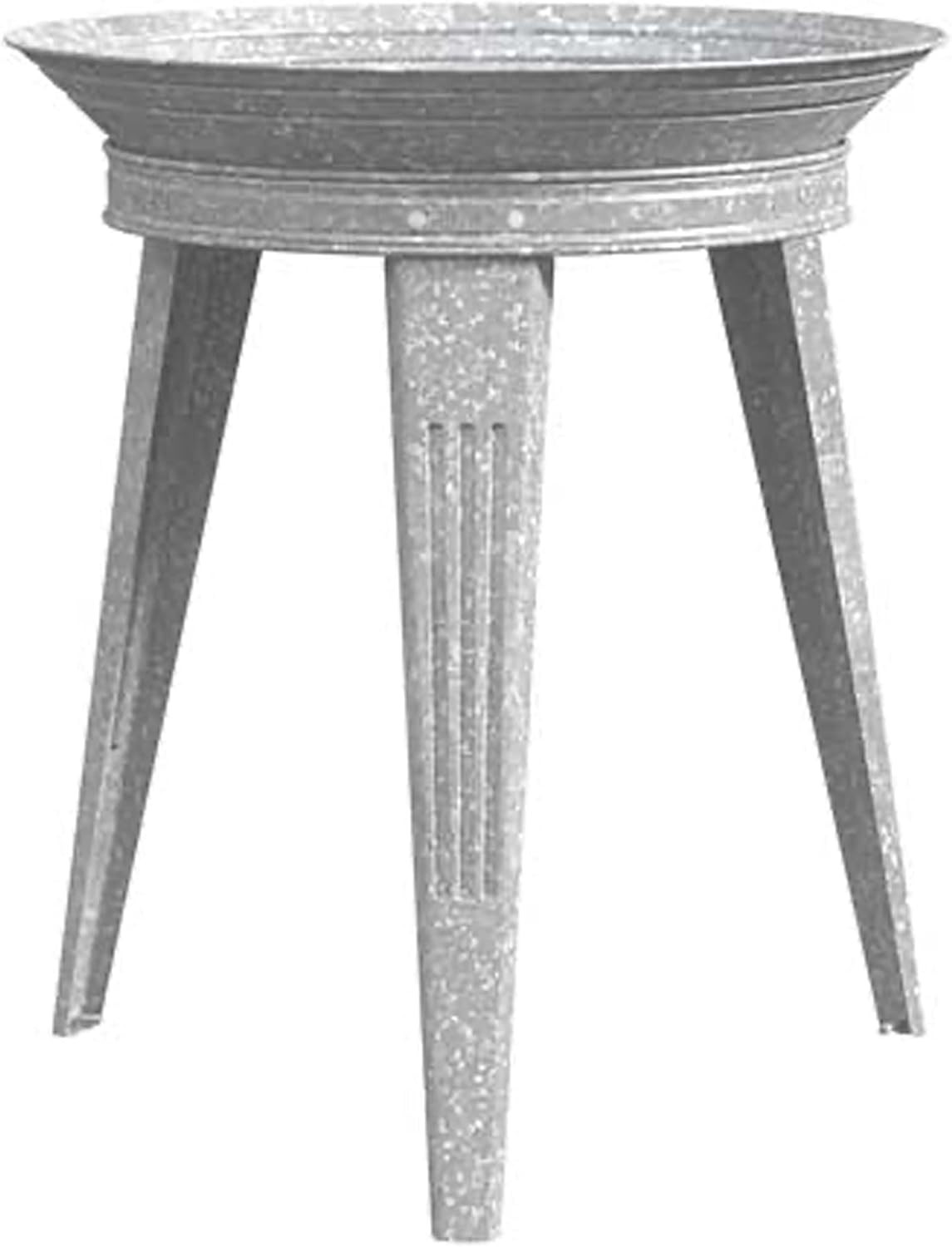 Vintage Galvanized Metal Bird Bath with 3-Leg Stand for Outdoor Spaces